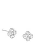 Simply Silver Cubic Zirconia Clover Stud Earrings, Silver