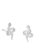 Simply Silver Cubic Zirconia Snake Stud Earrings, Silver