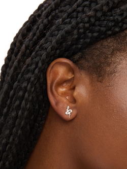 Simply Silver Cubic Zirconia Snake Stud Earrings, Silver - view 2, Silver