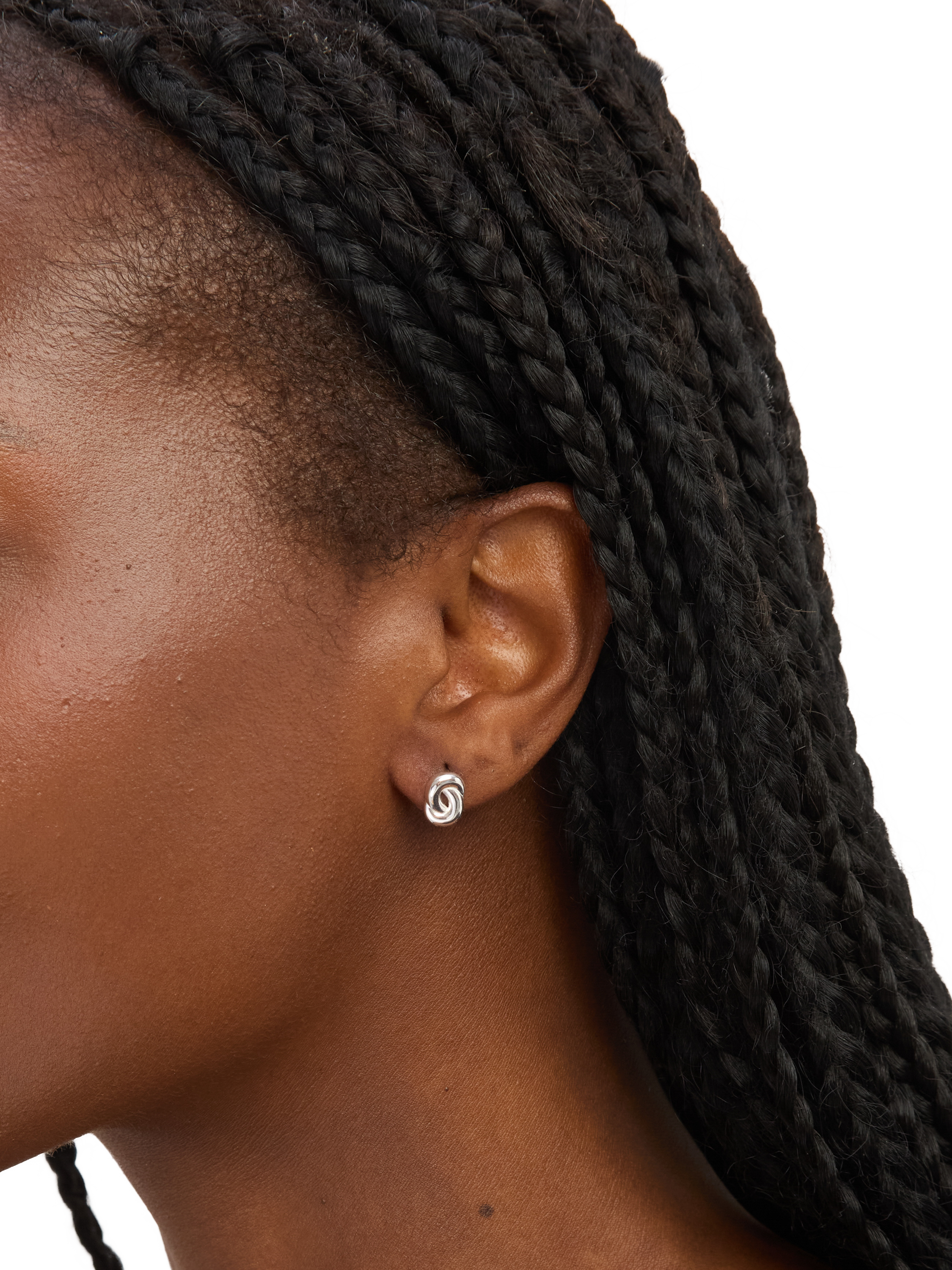 Product image 2 of 3, which shows Simply Silver Open Knot Stud Earrings, Silver