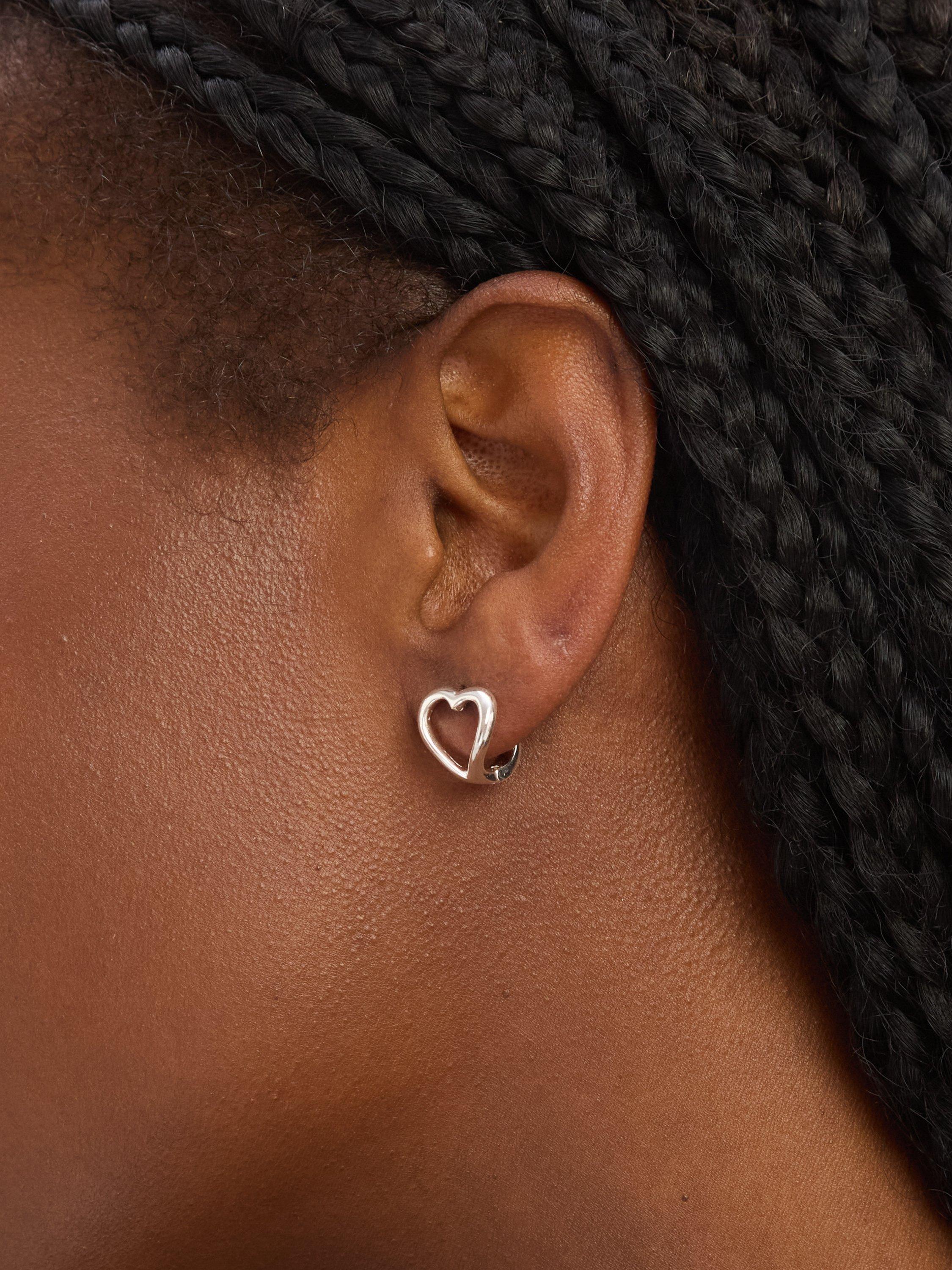 Product image 2 of 3, which shows Simply Silver Heart Post Earrings, Silver