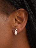Simply Silver Cubic Zirconia Kiss Pearl Stud Earrings, Silver