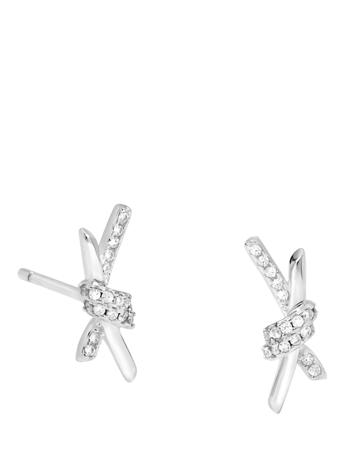 Product image 1 of 1, which shows Simply Silver Cubic Zirconia Love Knot Stud Earrings, Silver