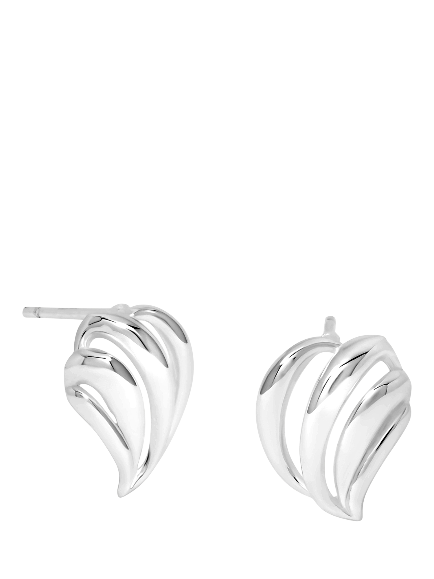 Product image 1 of 2, which shows Simply Silver Open Ridge Stud Earrings, Silver