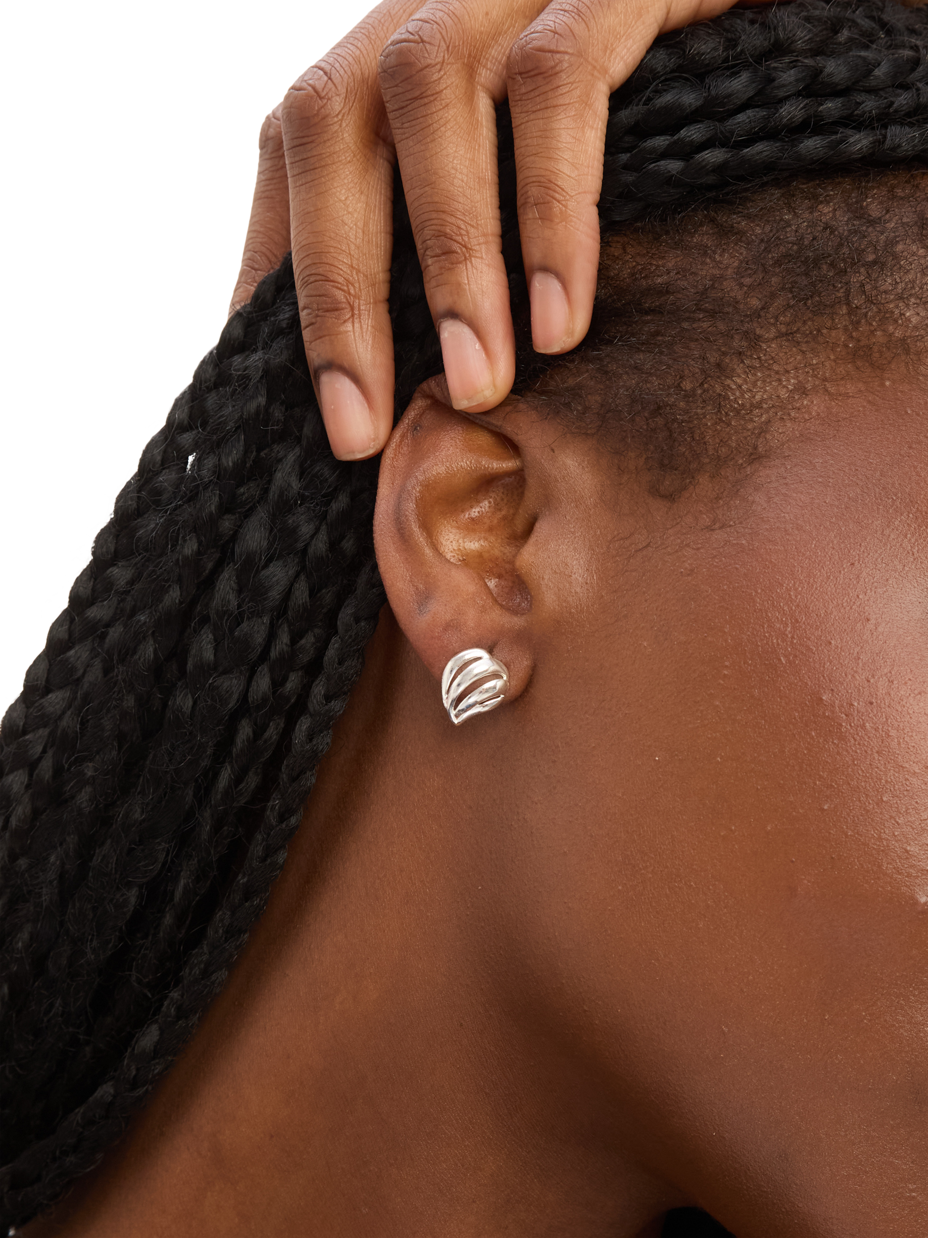 Product image 2 of 2, which shows Simply Silver Open Ridge Stud Earrings, Silver