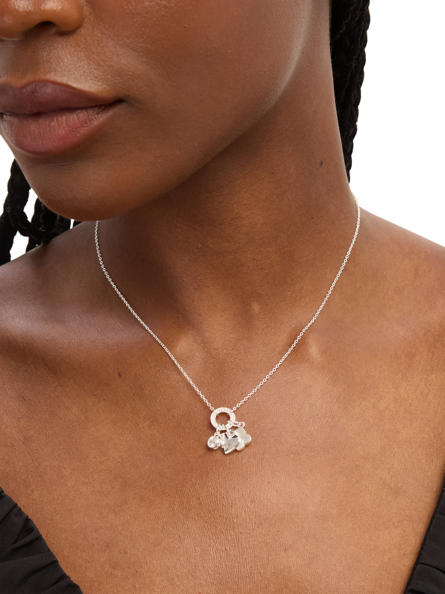 Product image 2 of 4, which shows Simply Silver Cubic Zirconia Clover Charm Pendant, Silver