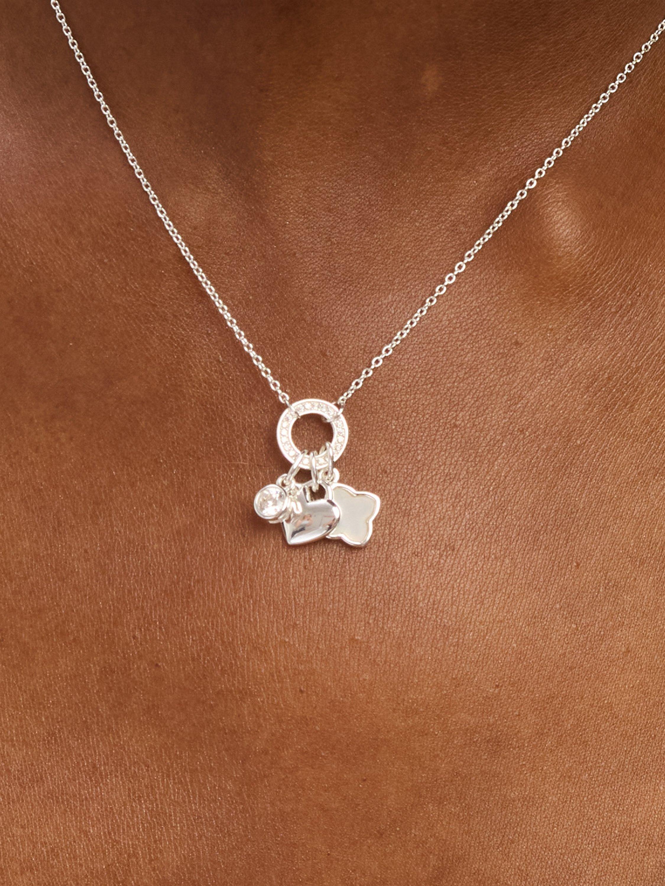 Product image 3 of 4, which shows Simply Silver Cubic Zirconia Clover Charm Pendant, Silver