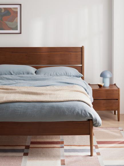 John Lewis Scandi Wood Bed Frame, King Size, Walnut - view 2, Walnut