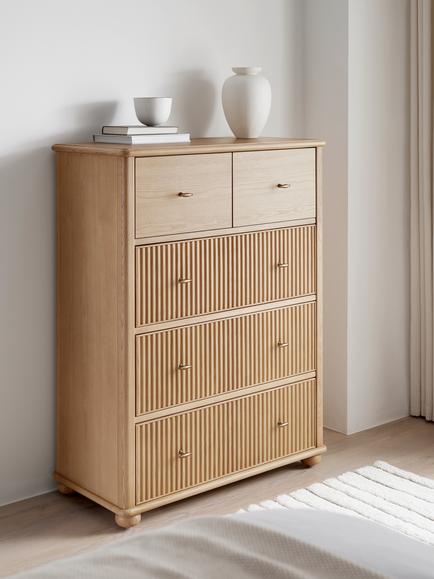 John Lewis Reed 5 Drawer Chest, Ash - view 2, Oak Stained Ash