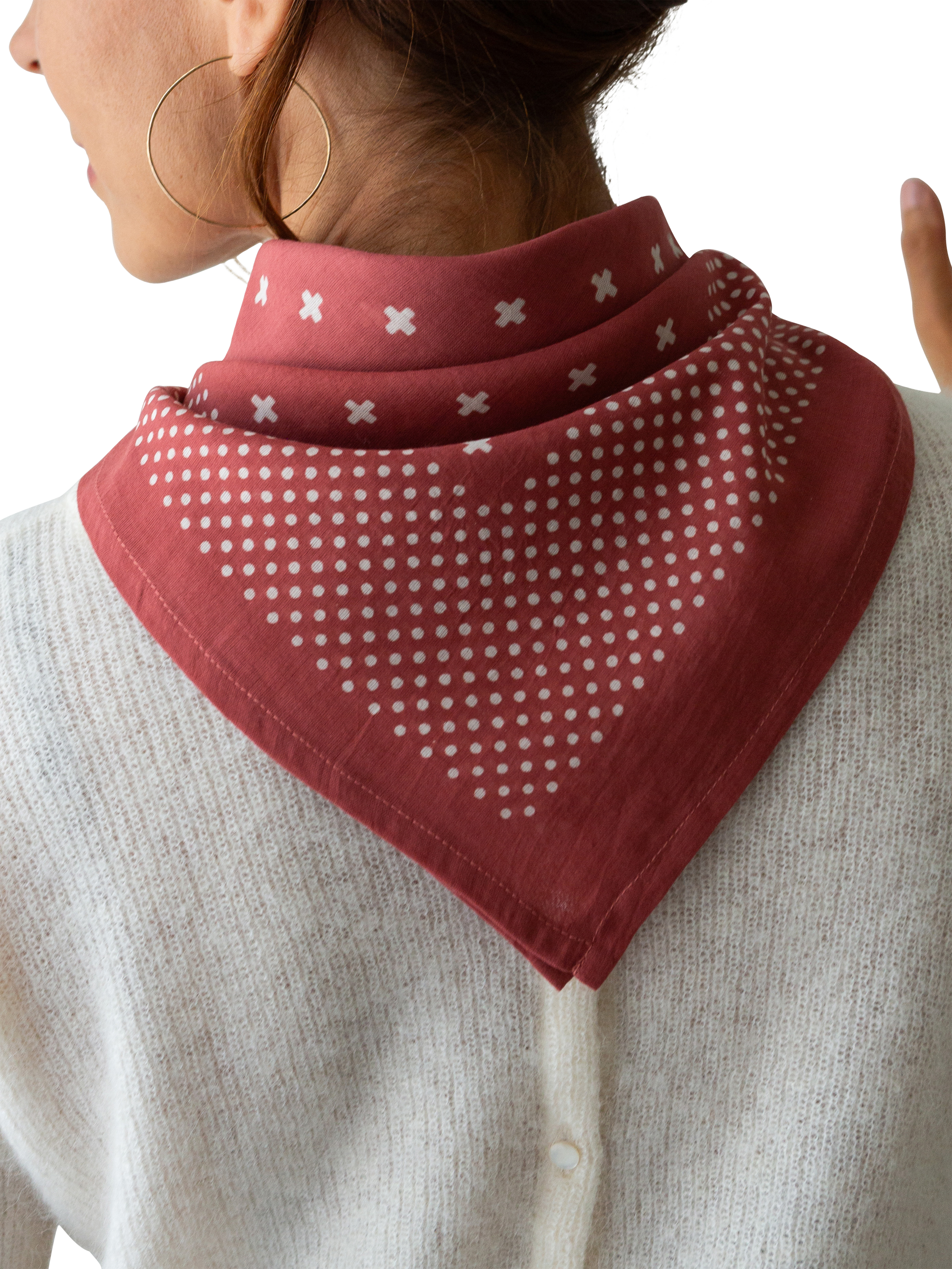 Product image 2 of 8, which shows The Small Home Polka Dot Bandana, Coral