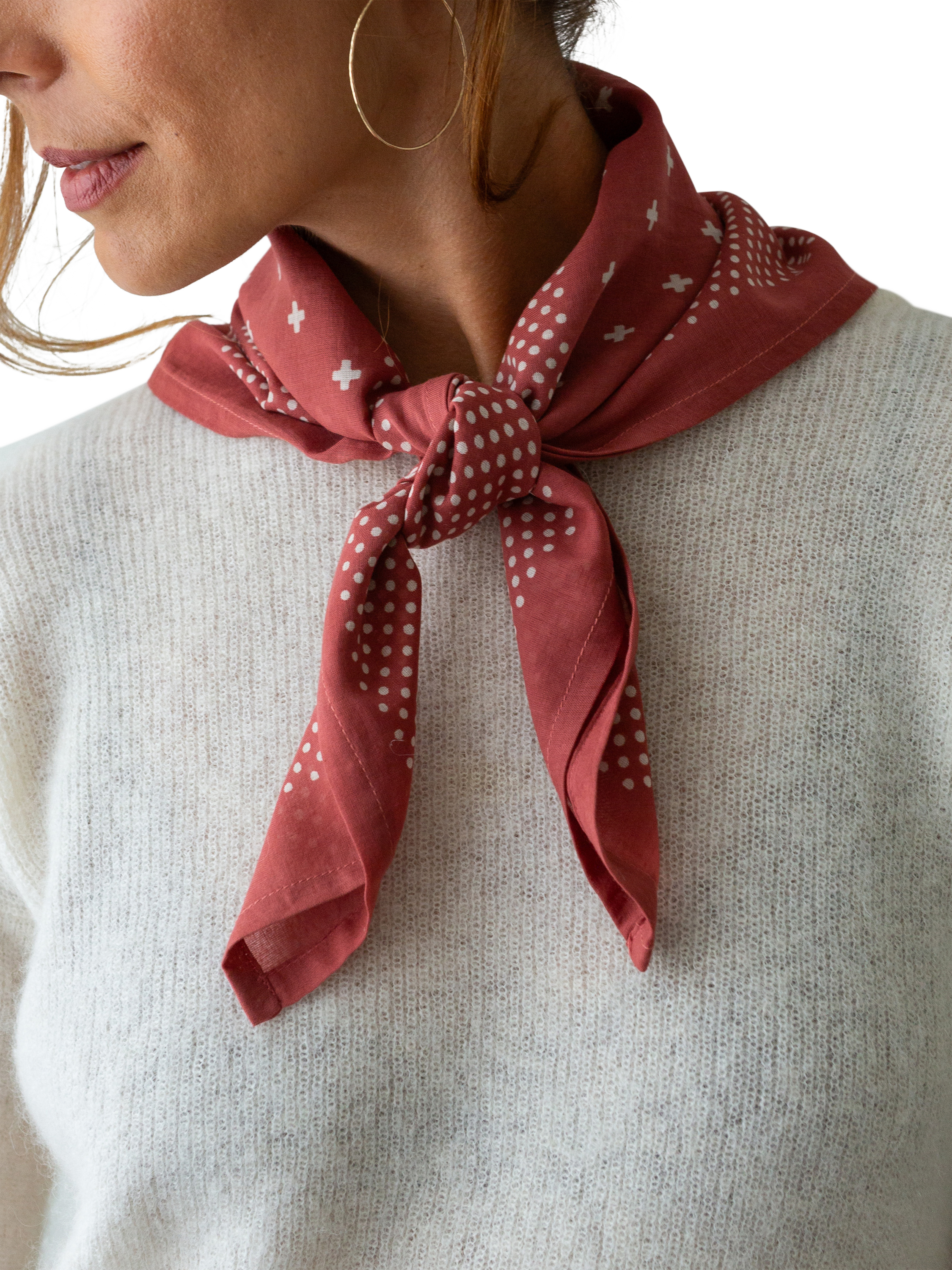 Product image 3 of 8, which shows The Small Home Polka Dot Bandana, Coral