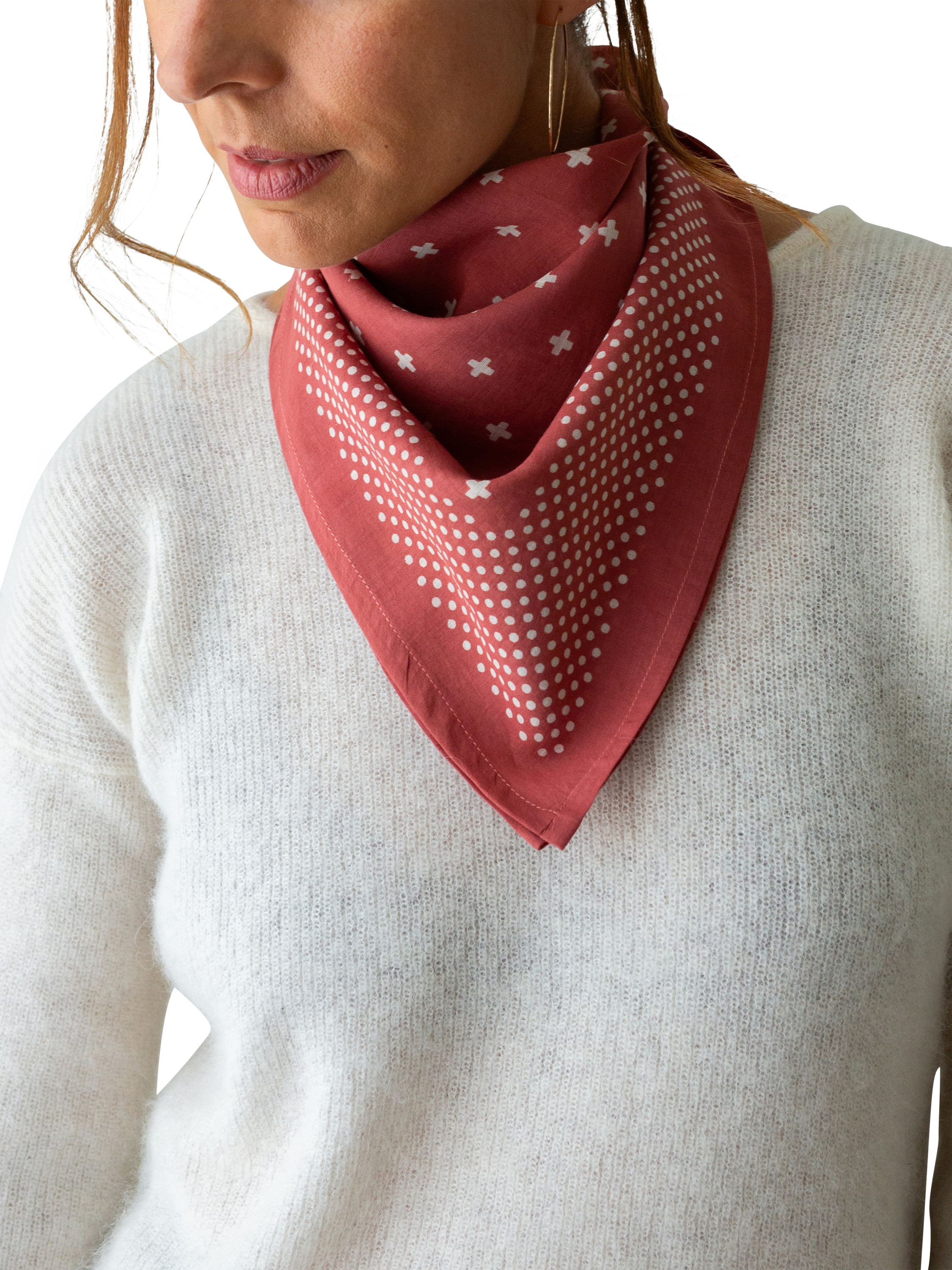 Product image 4 of 8, which shows The Small Home Polka Dot Bandana, Coral