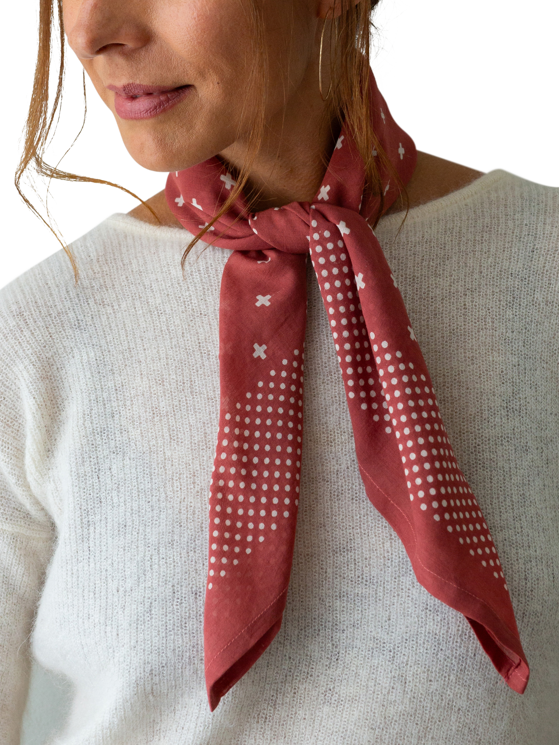 Product image 5 of 8, which shows The Small Home Polka Dot Bandana, Coral