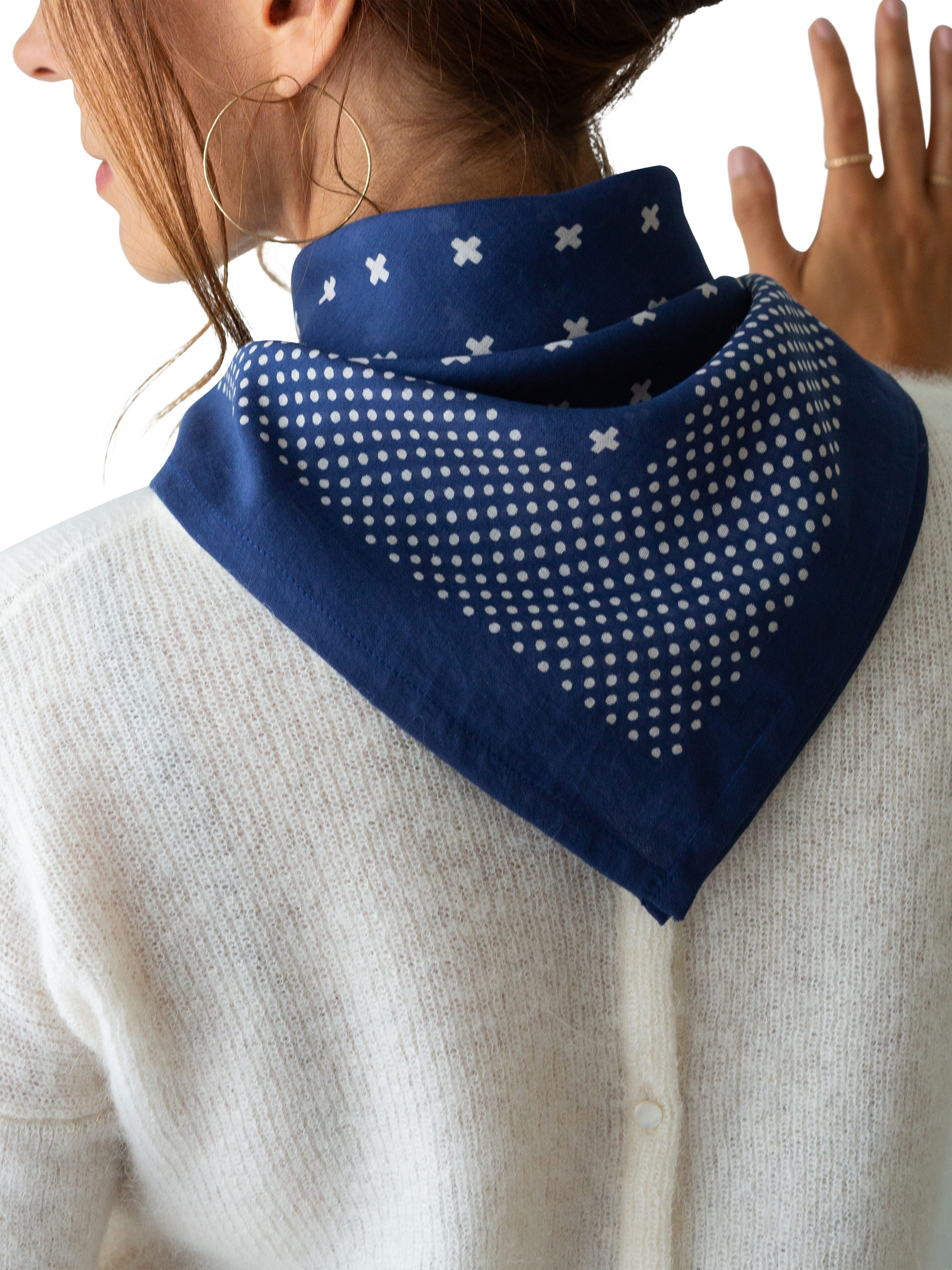 Product image 2 of 11, which shows The Small Home Polka Dot Bandana, Indigo
