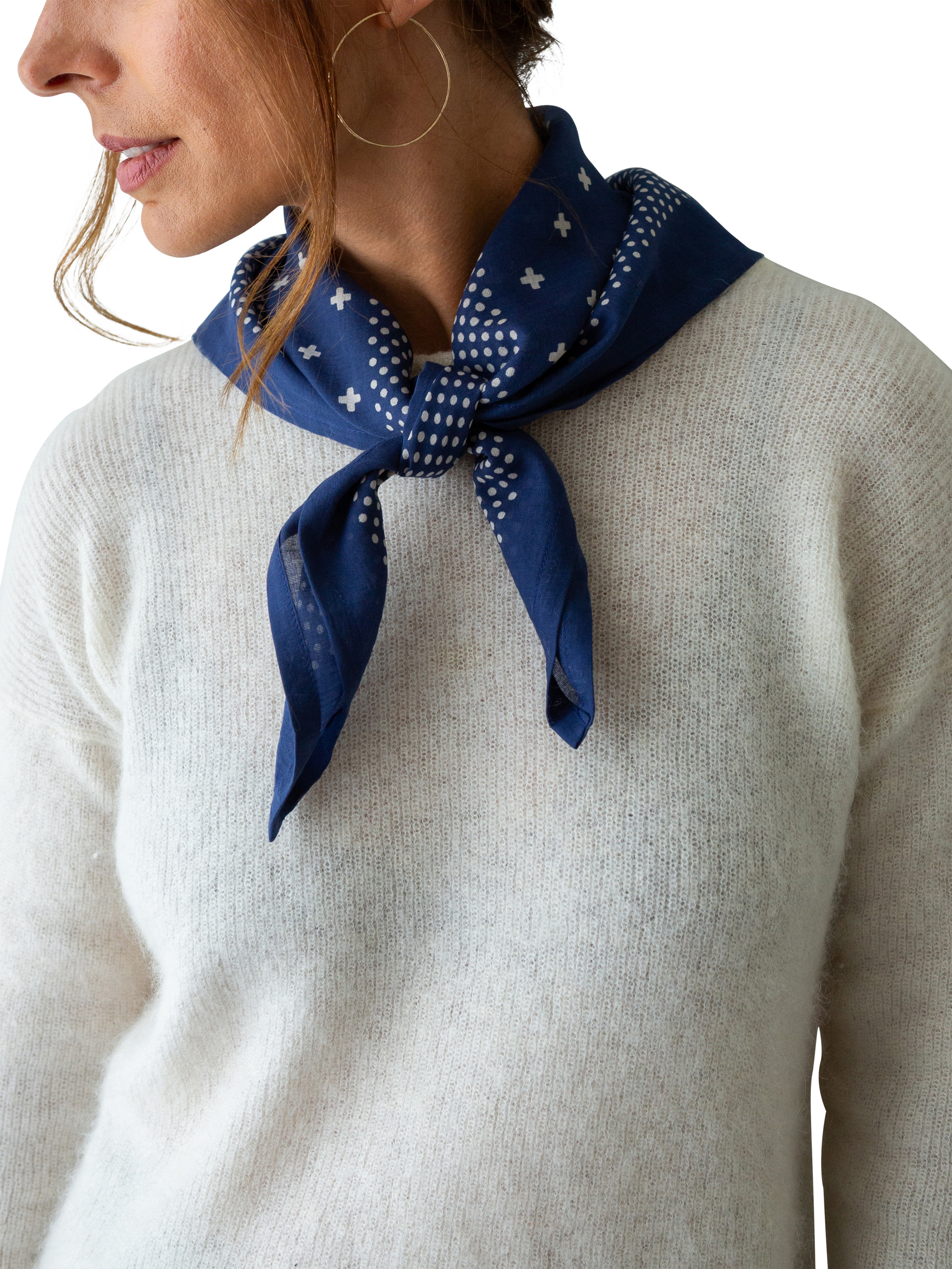 Product image 3 of 11, which shows The Small Home Polka Dot Bandana, Indigo