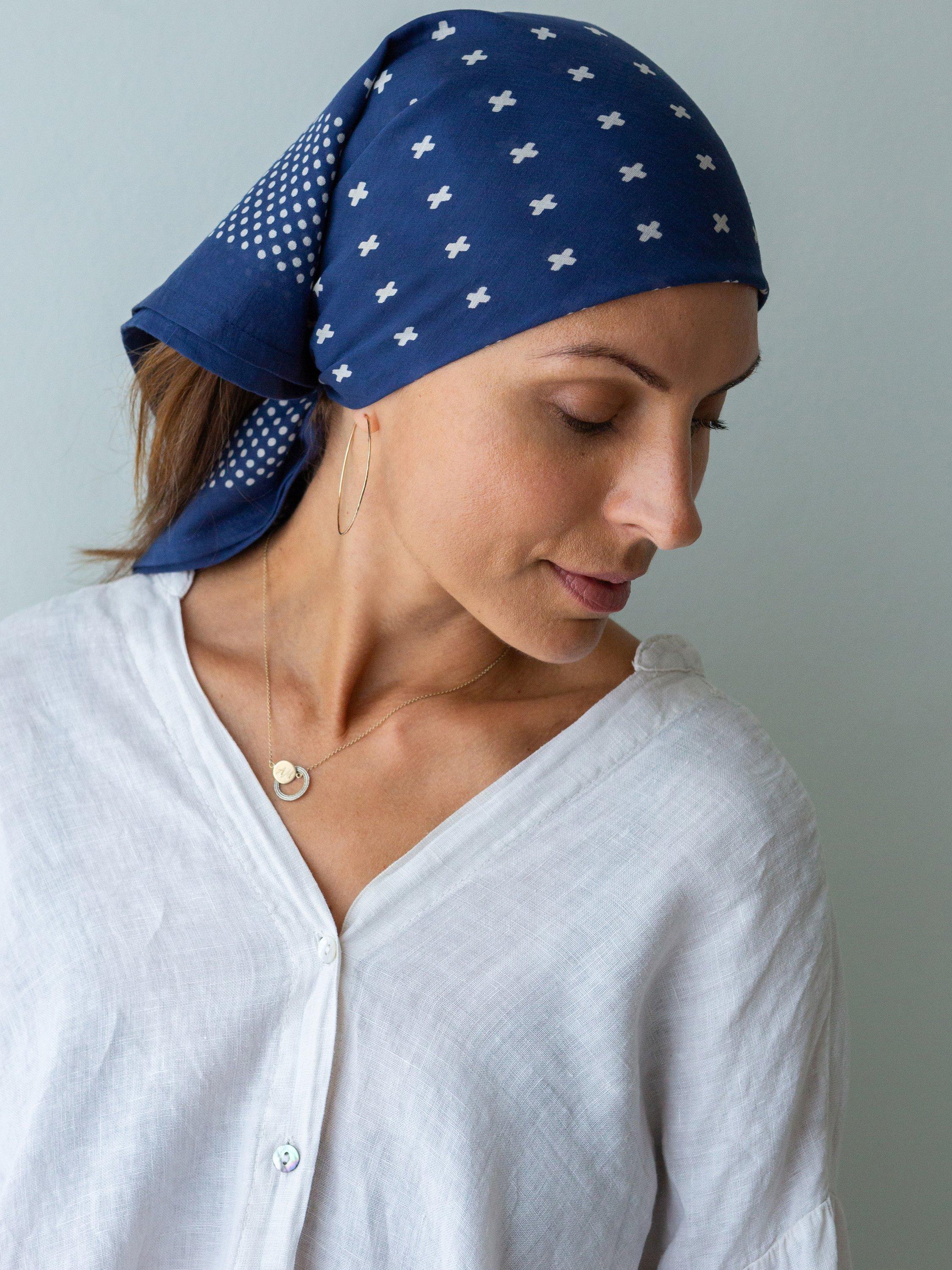 Product image 7 of 11, which shows The Small Home Polka Dot Bandana, Indigo