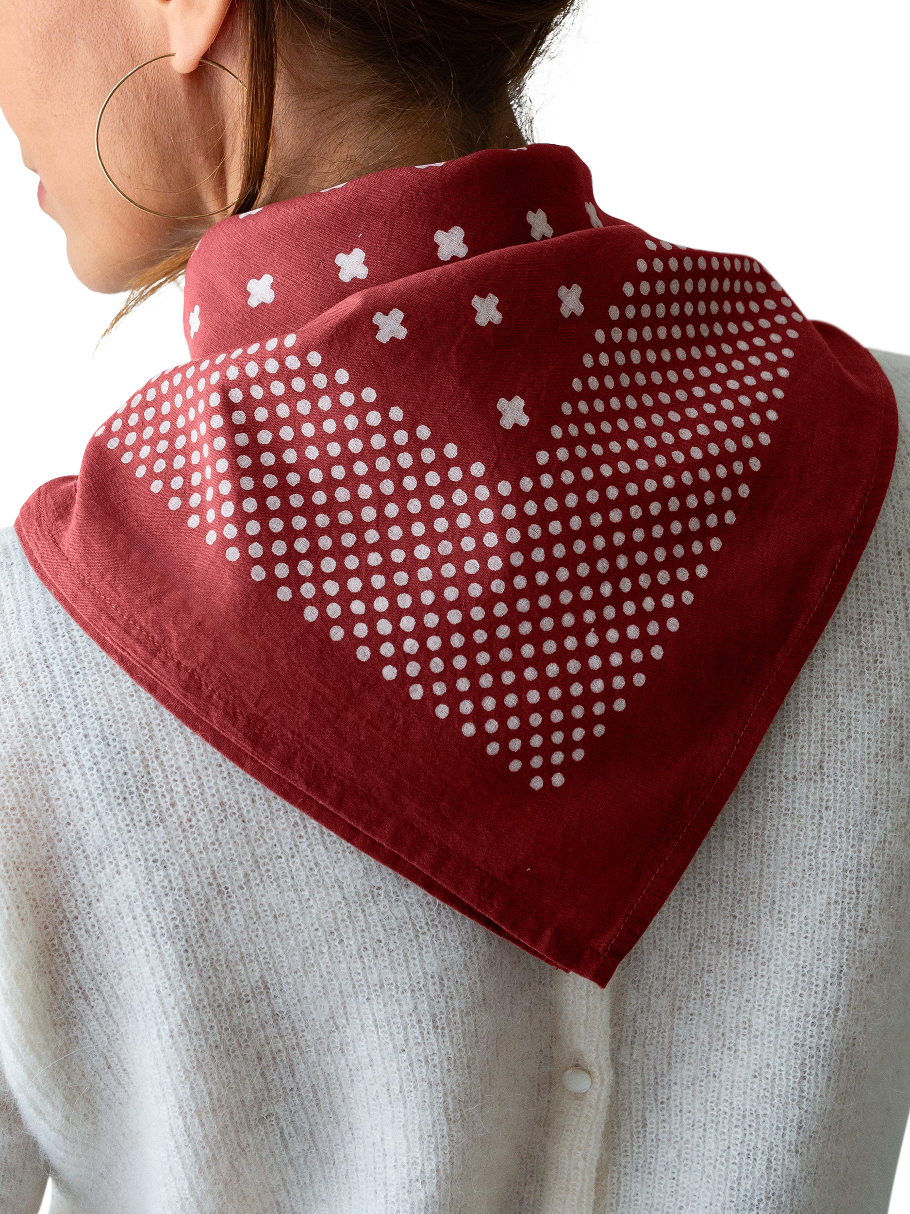 Product image 2 of 6, which shows The Small Home Polka Dot Bandana, Mocha