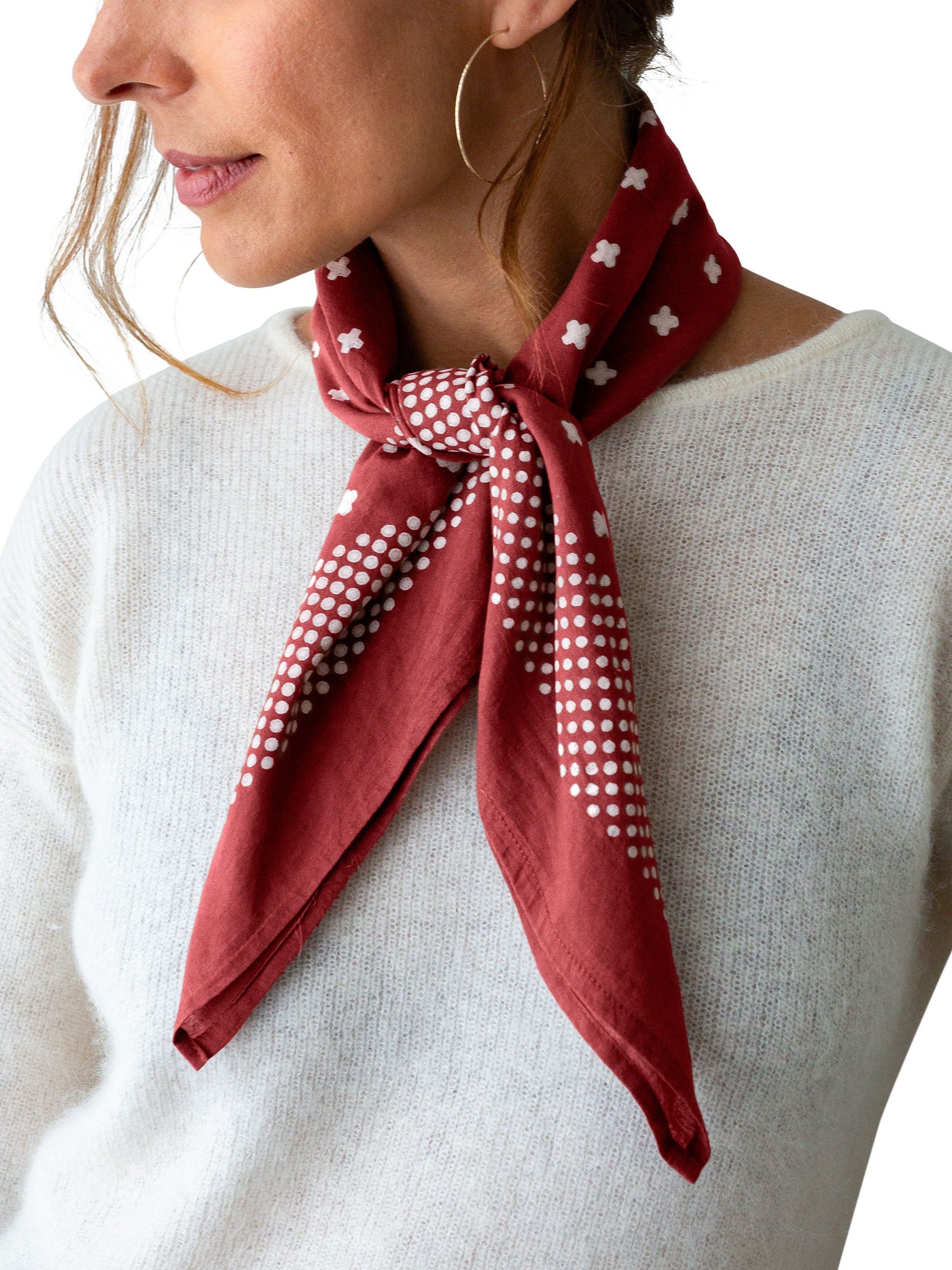 Product image 3 of 6, which shows The Small Home Polka Dot Bandana, Mocha