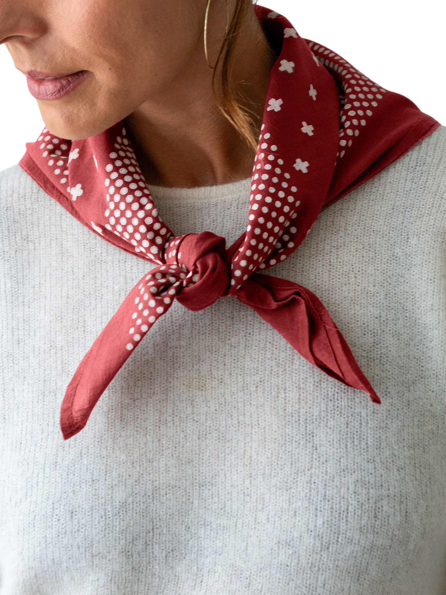 Product image 4 of 6, which shows The Small Home Polka Dot Bandana, Mocha