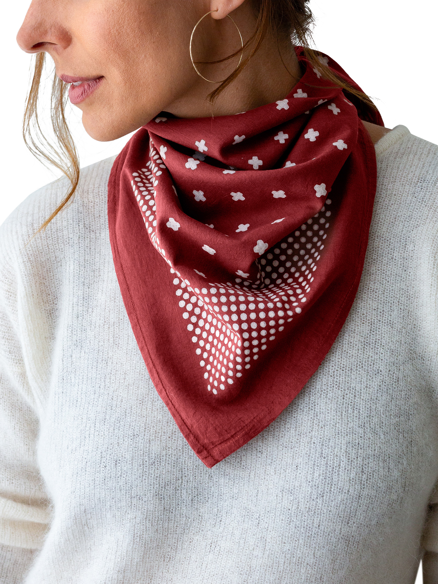 Product image 5 of 6, which shows The Small Home Polka Dot Bandana, Mocha