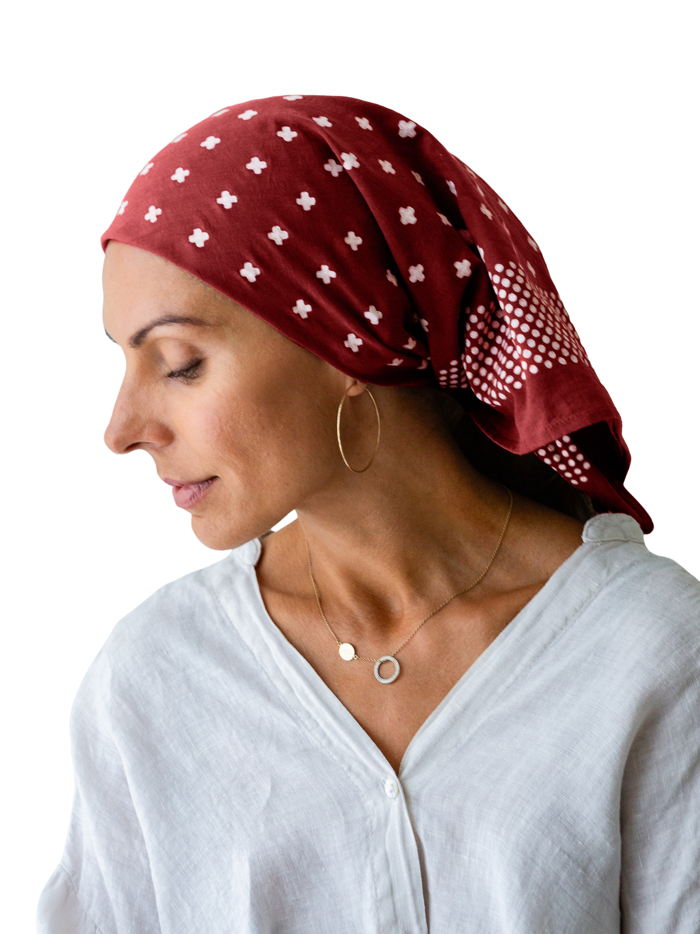 Product image 6 of 6, which shows The Small Home Polka Dot Bandana, Mocha