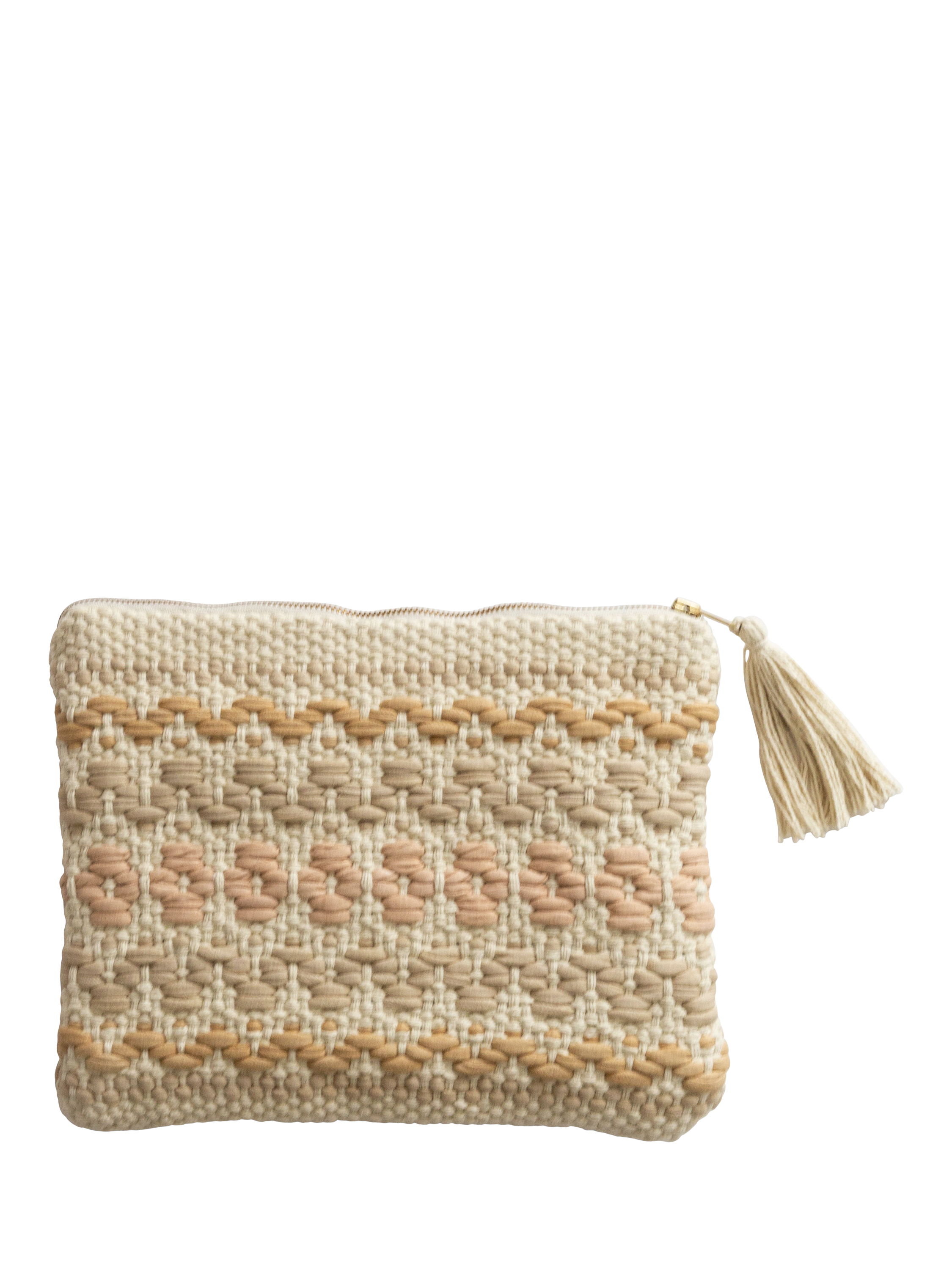 Product image 1 of 6, which shows The Small Home Woven Clutch Bag, Multi