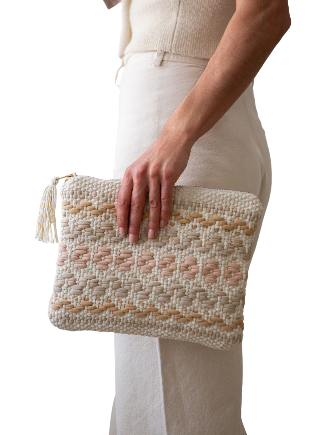 Product image 3 of 6, which shows The Small Home Woven Clutch Bag, Multi