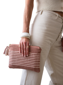 The Small Home Stripe Pouch Bag, Multi Natural - view 2, Multi Natural