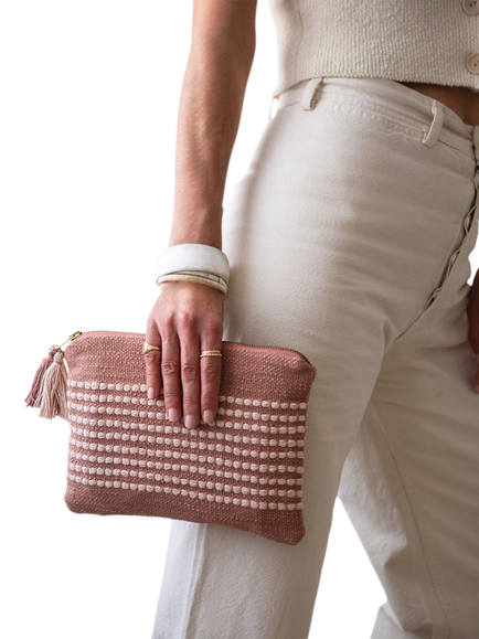 The Small Home Stripe Pouch Bag, Multi Natural - view 2, Multi Natural