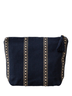 The Small Home Pinstripe Wash Bag, Blue Pinstripe, Blue Pinstripe