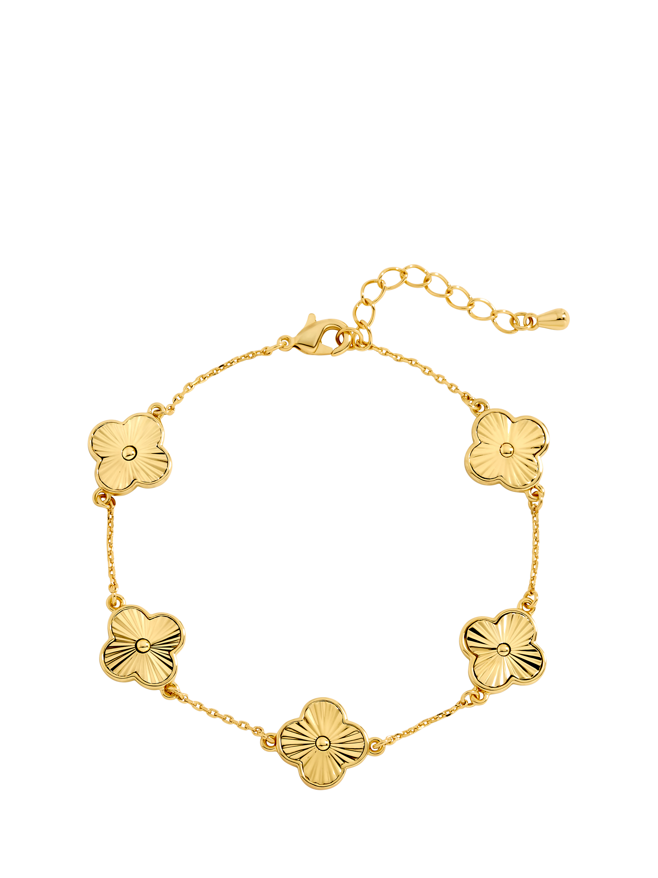 Product image 1 of 4, which shows Jon Richard Diamond Cut Clover Bracelet, Gold