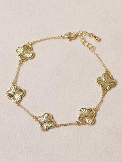 Jon Richard Diamond Cut Clover Bracelet, Gold - view 2, Gold