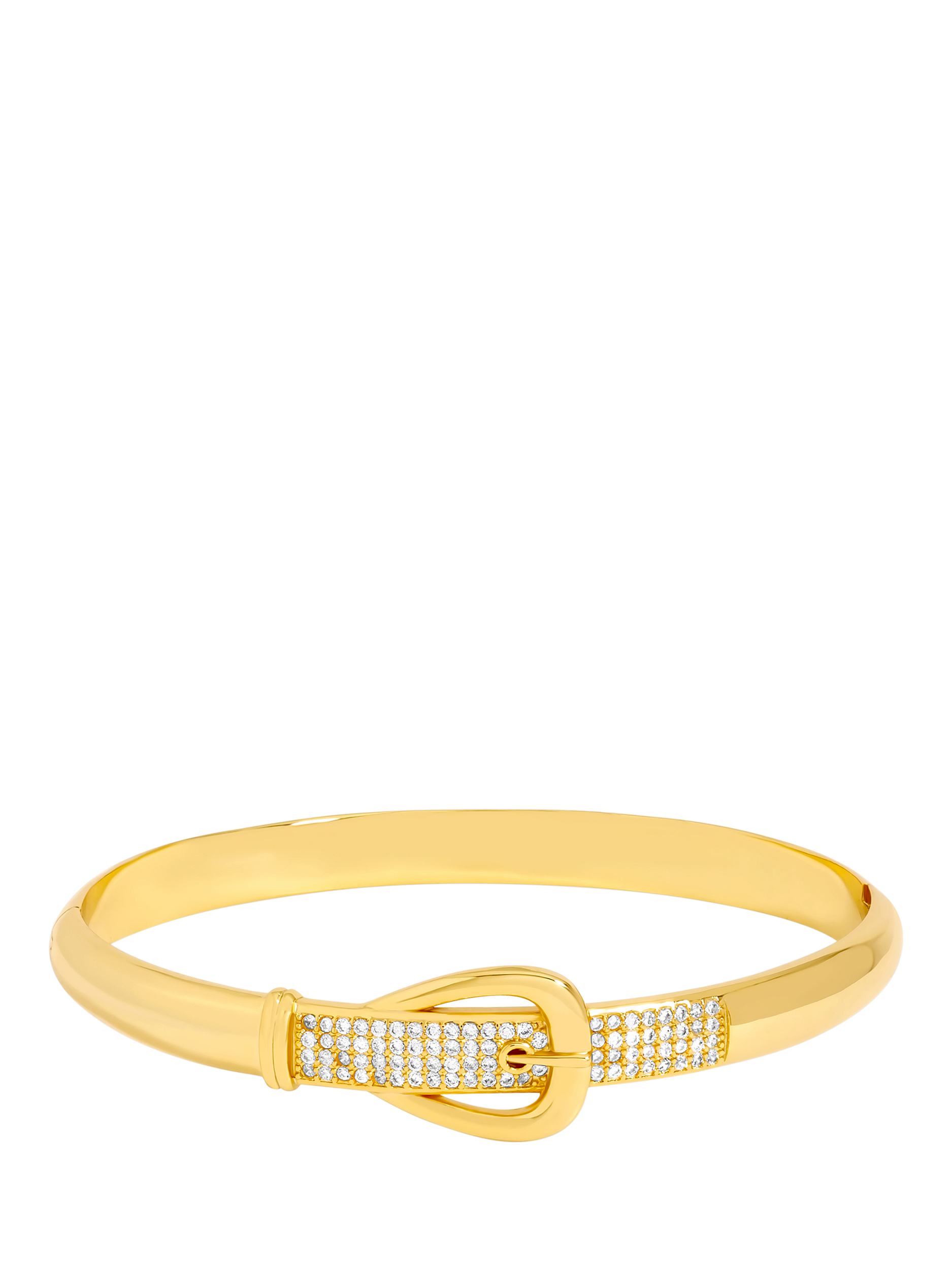 Product image 1 of 4, which shows Jon Richard Pave Buckle Bangle, Gold