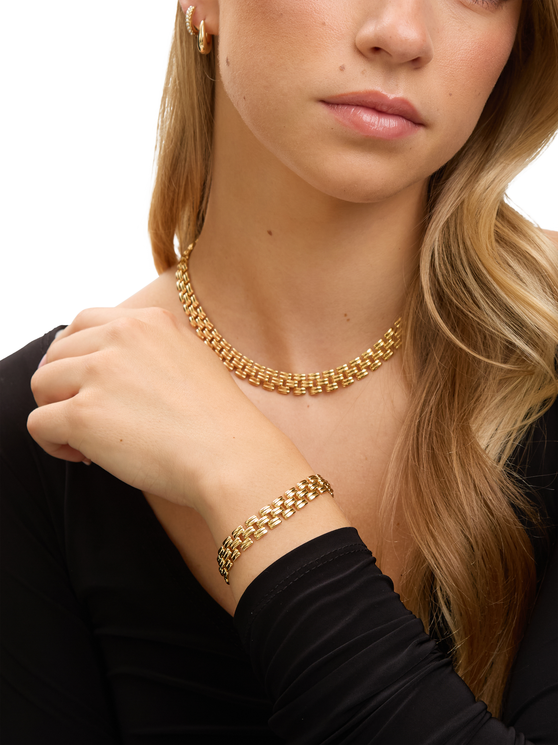 Product image 2 of 4, which shows Jon Richard Gate Chain Bracelet, Gold