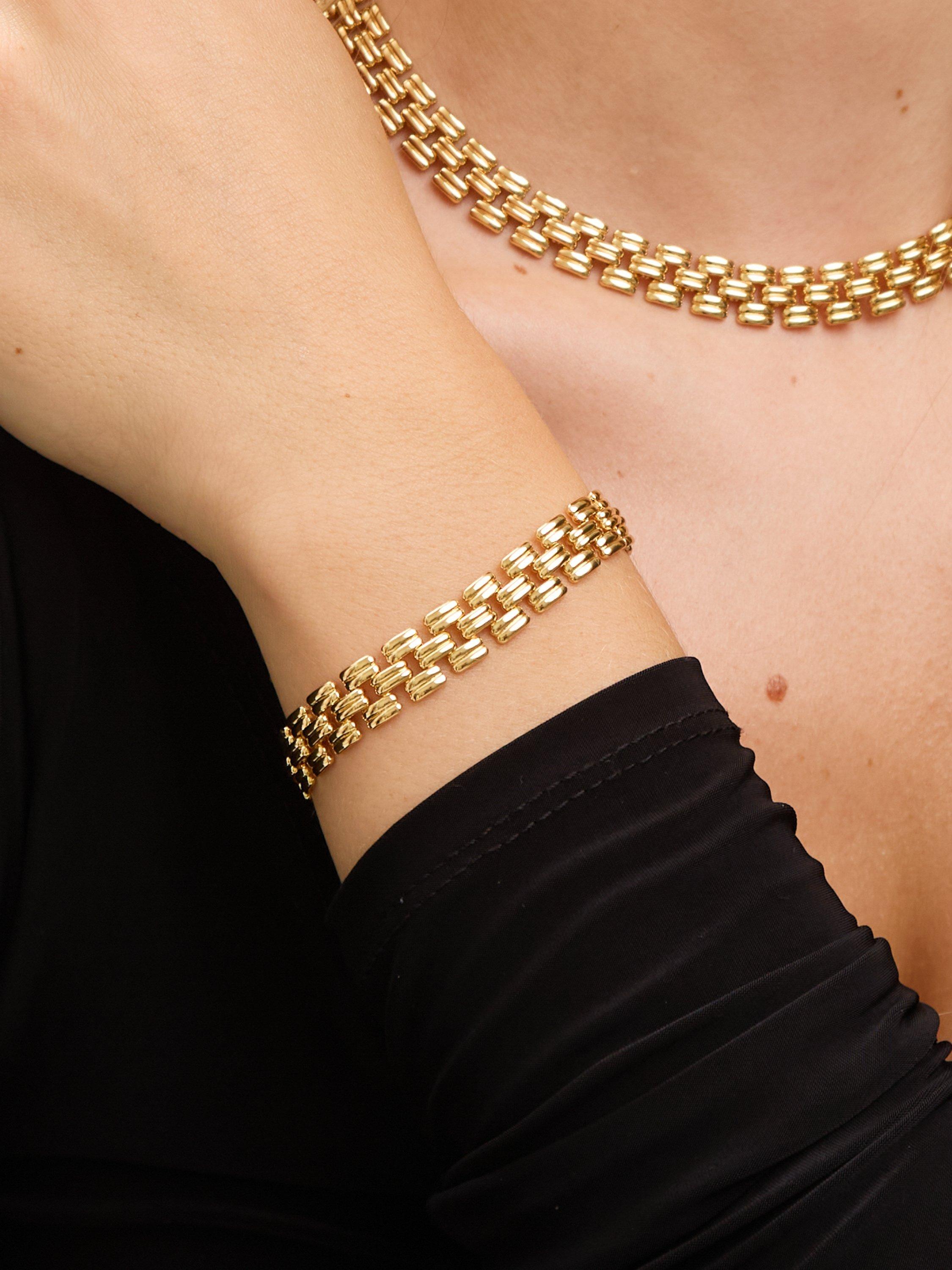 Product image 4 of 4, which shows Jon Richard Gate Chain Bracelet, Gold