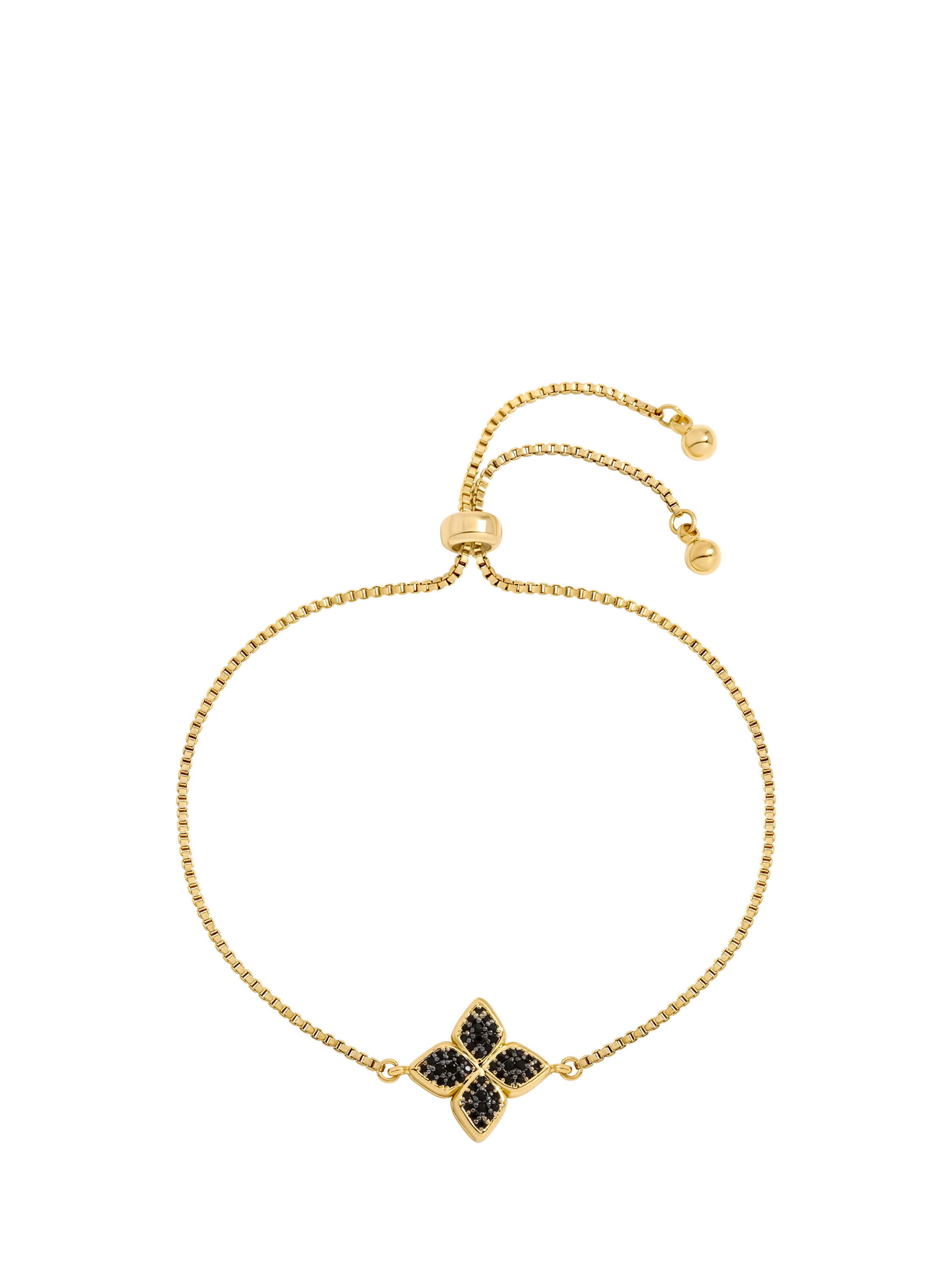 Product image 1 of 3, which shows Jon Richard Jet Druzy Stone Clover Bracelet, Gold