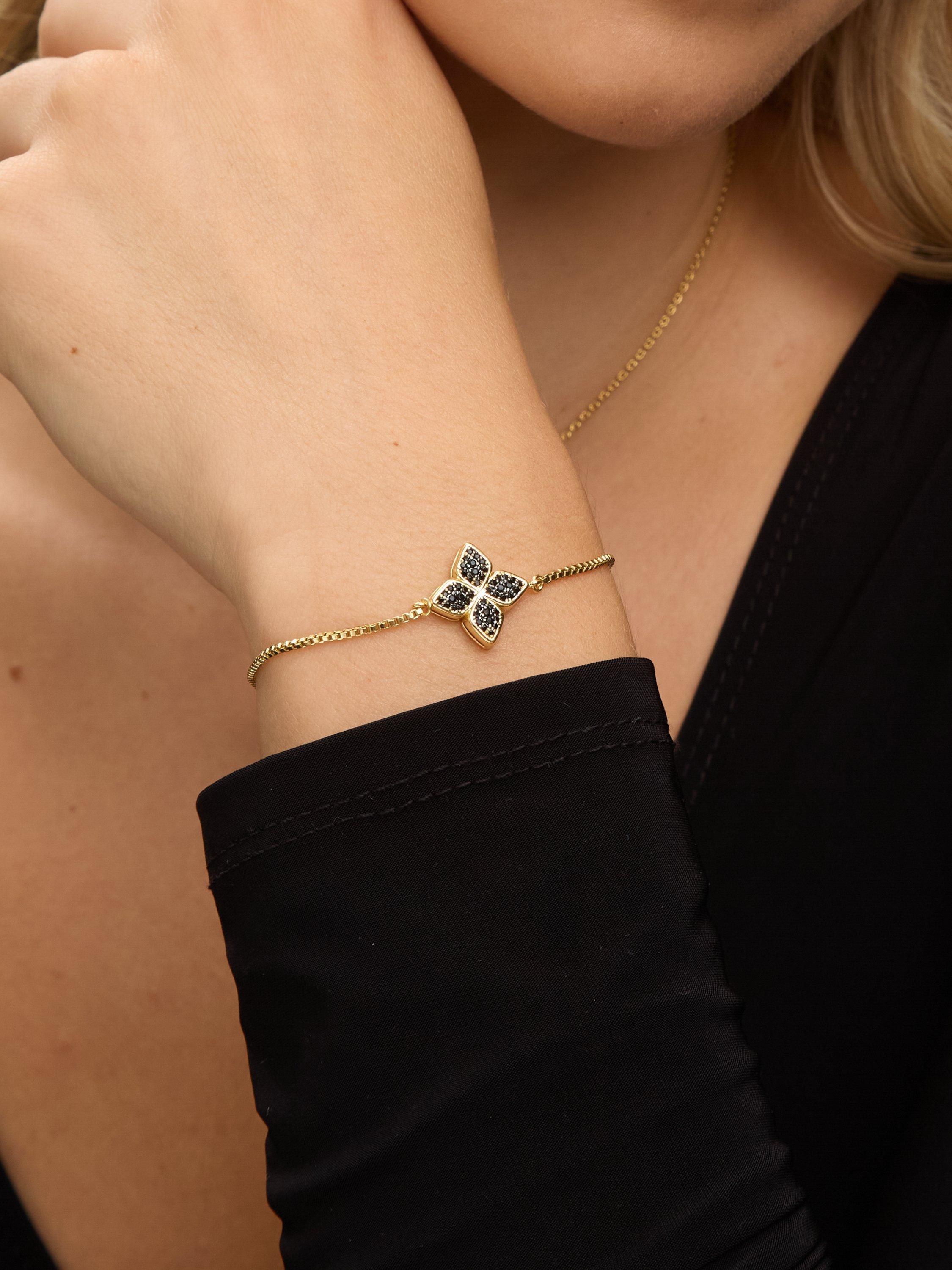 Product image 2 of 3, which shows Jon Richard Jet Druzy Stone Clover Bracelet, Gold