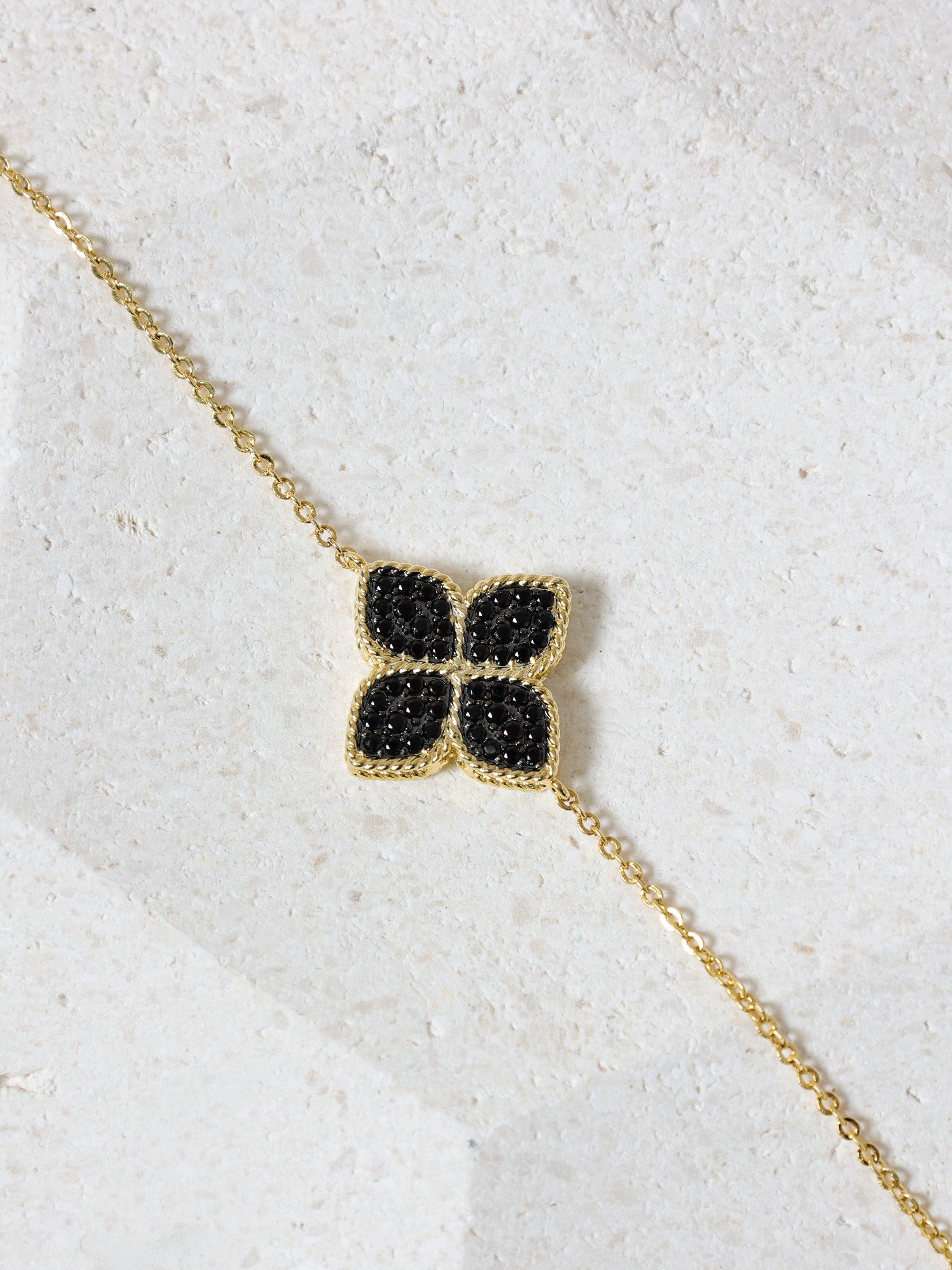 Product image 3 of 3, which shows Jon Richard Jet Druzy Stone Clover Bracelet, Gold