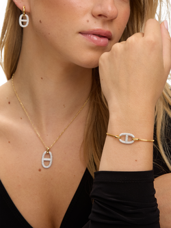 Jon Richard Crystal Toggle Bracelet, Gold - view 2, Gold