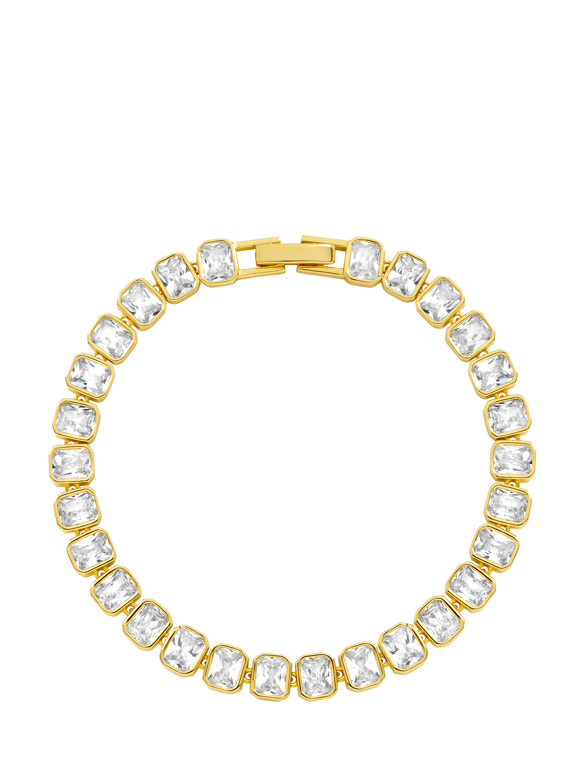 Product image 1 of 4, which shows Jon Richard Crystal Tennis Bracelet, Gold