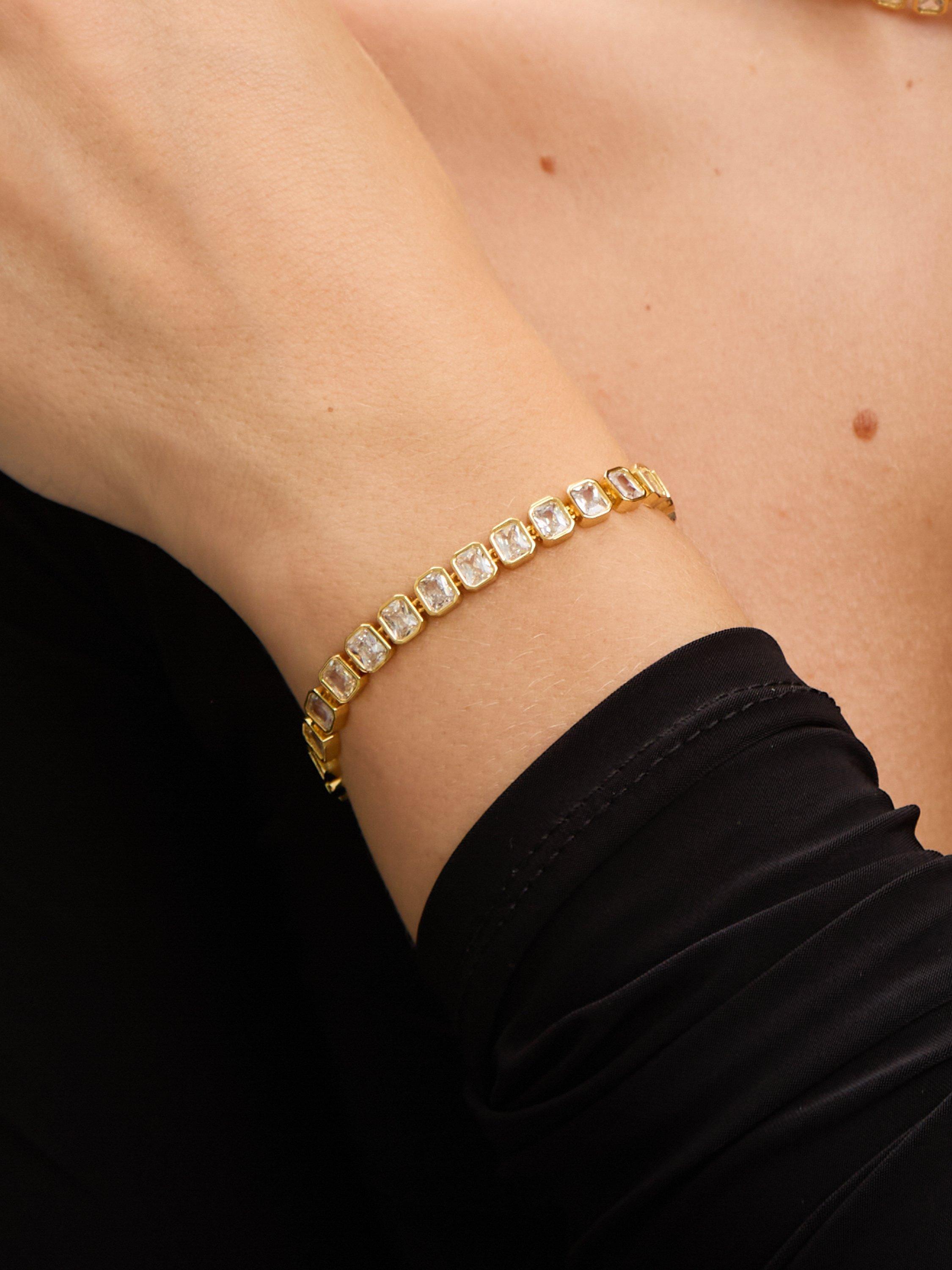 Product image 2 of 4, which shows Jon Richard Crystal Tennis Bracelet, Gold