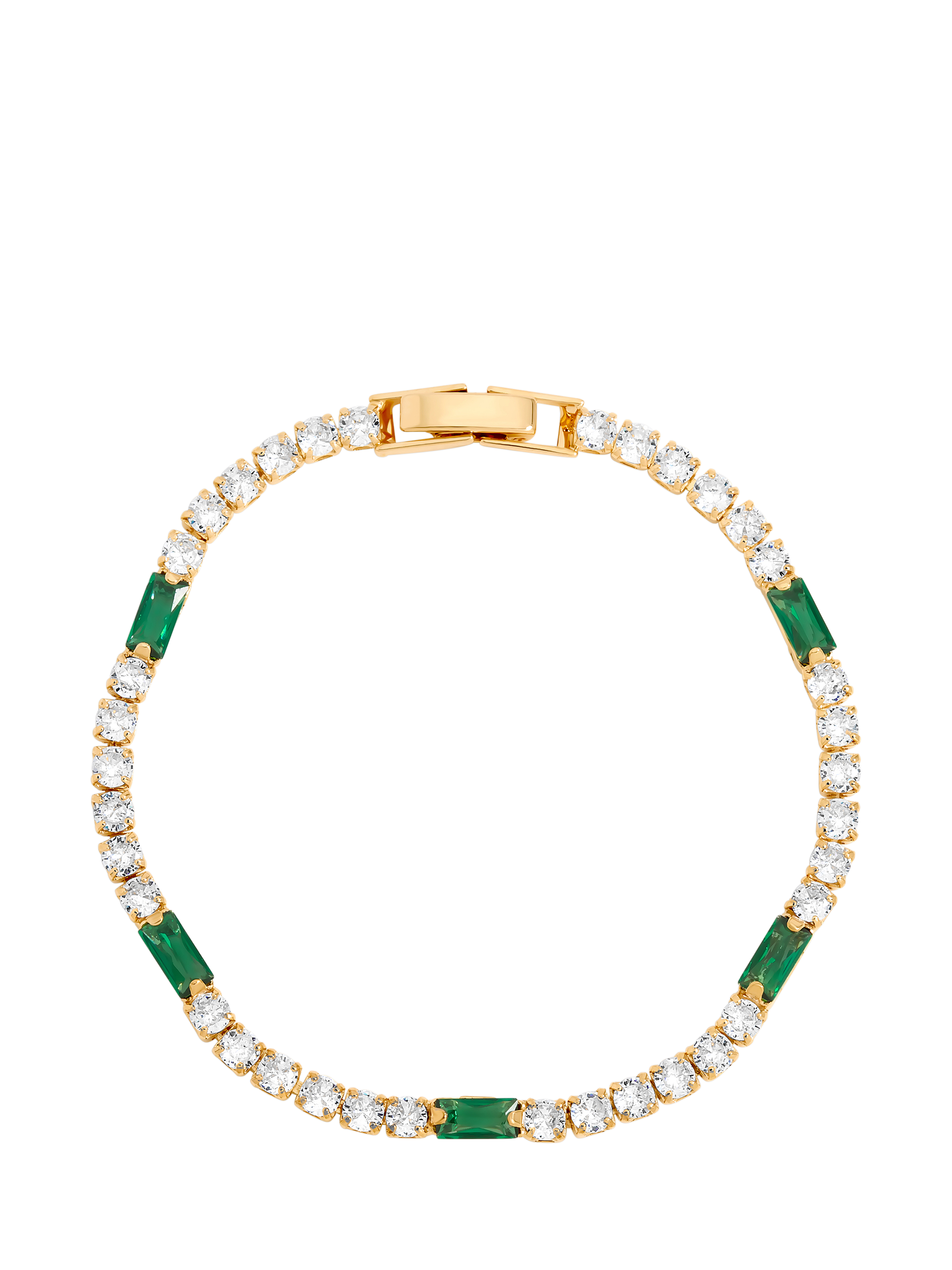 Product image 1 of 4, which shows Jon Richard Stone and Emerald Tennis Bracelet, Gold