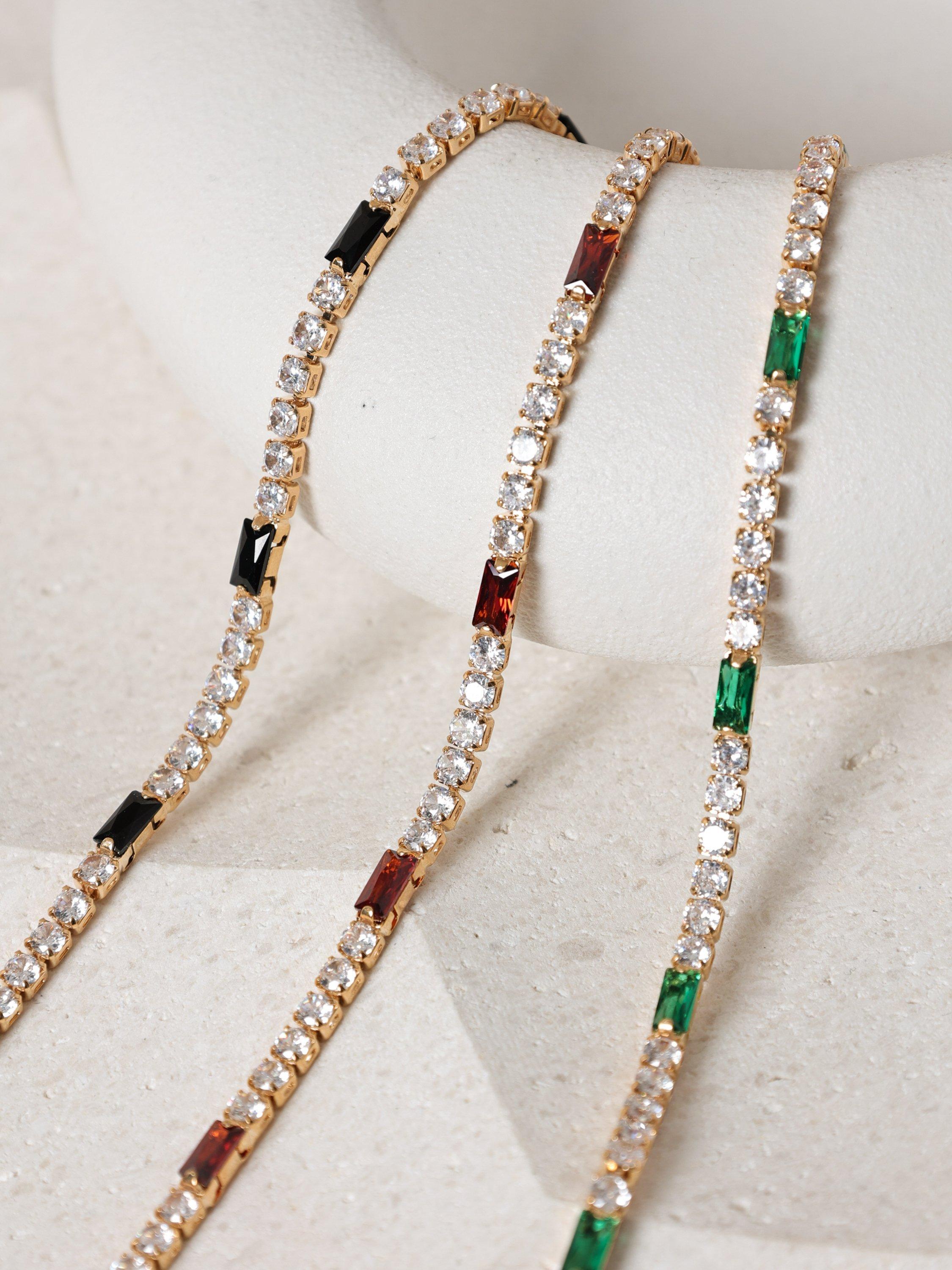 Product image 3 of 4, which shows Jon Richard Stone and Ruby Tennis Bracelet, Gold