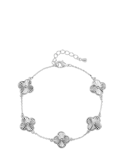 Jon Richard Diamond Cut Clover Bracelet, Silver, Silver