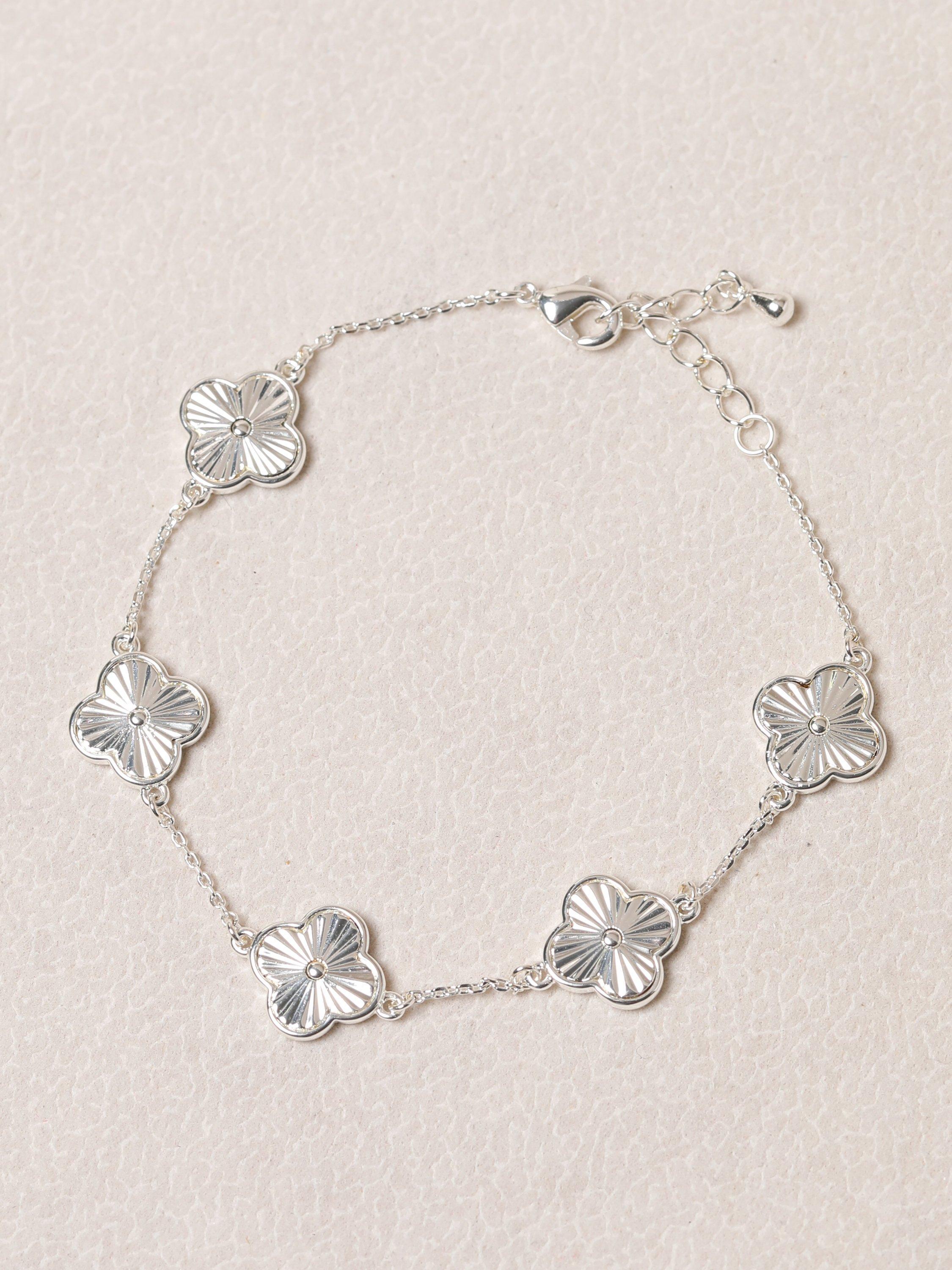 Product image 3 of 3, which shows Jon Richard Diamond Cut Clover Bracelet, Silver