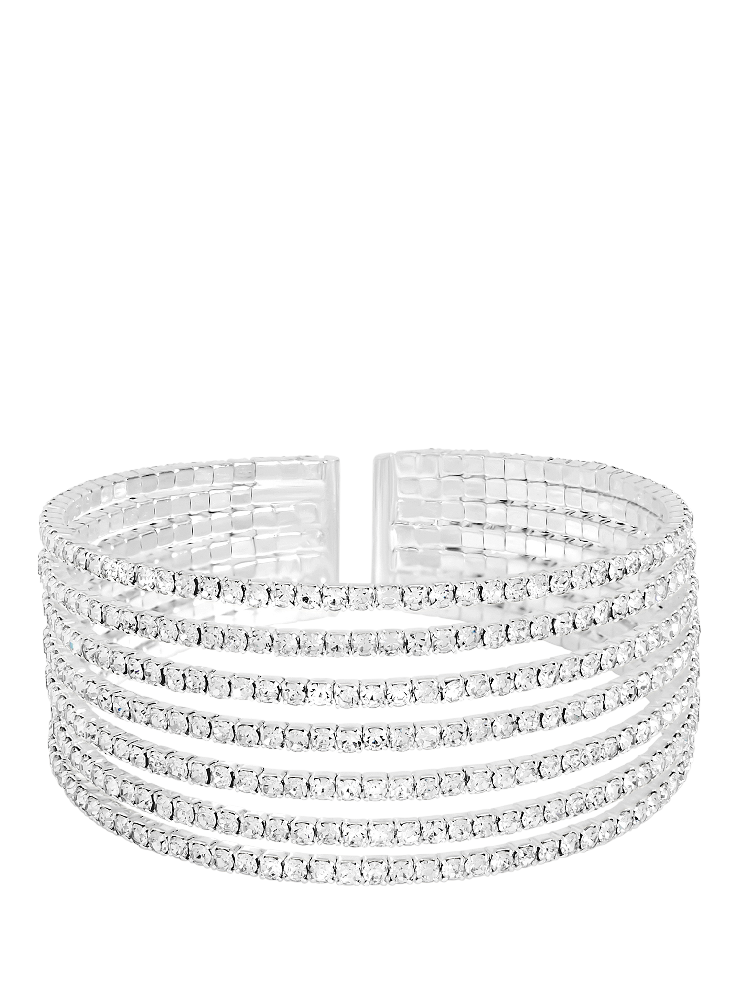 Product image 1 of 4, which shows Jon Richard Crystal Statement Cuff Bracelet, Silver