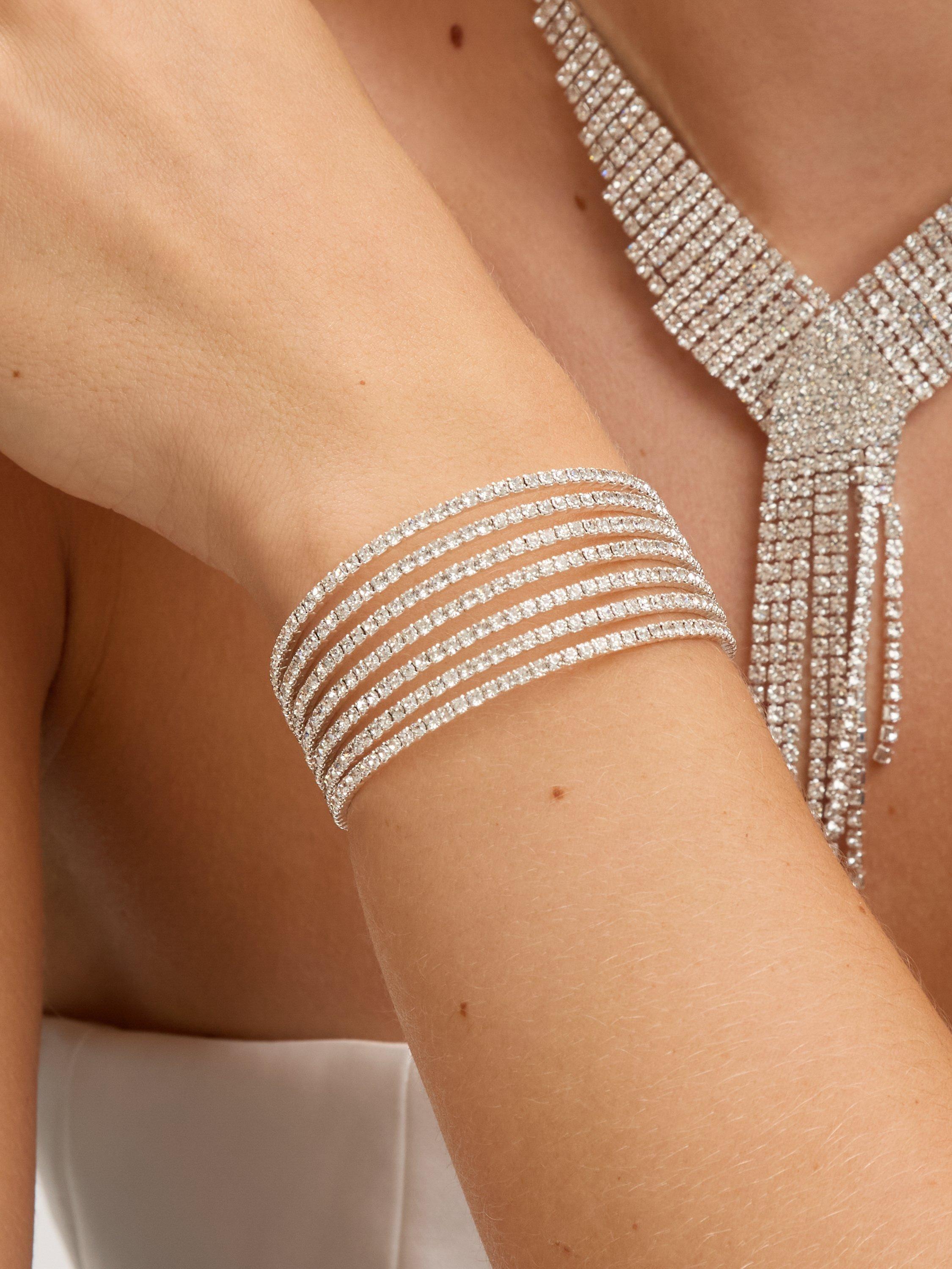 Product image 2 of 4, which shows Jon Richard Crystal Statement Cuff Bracelet, Silver