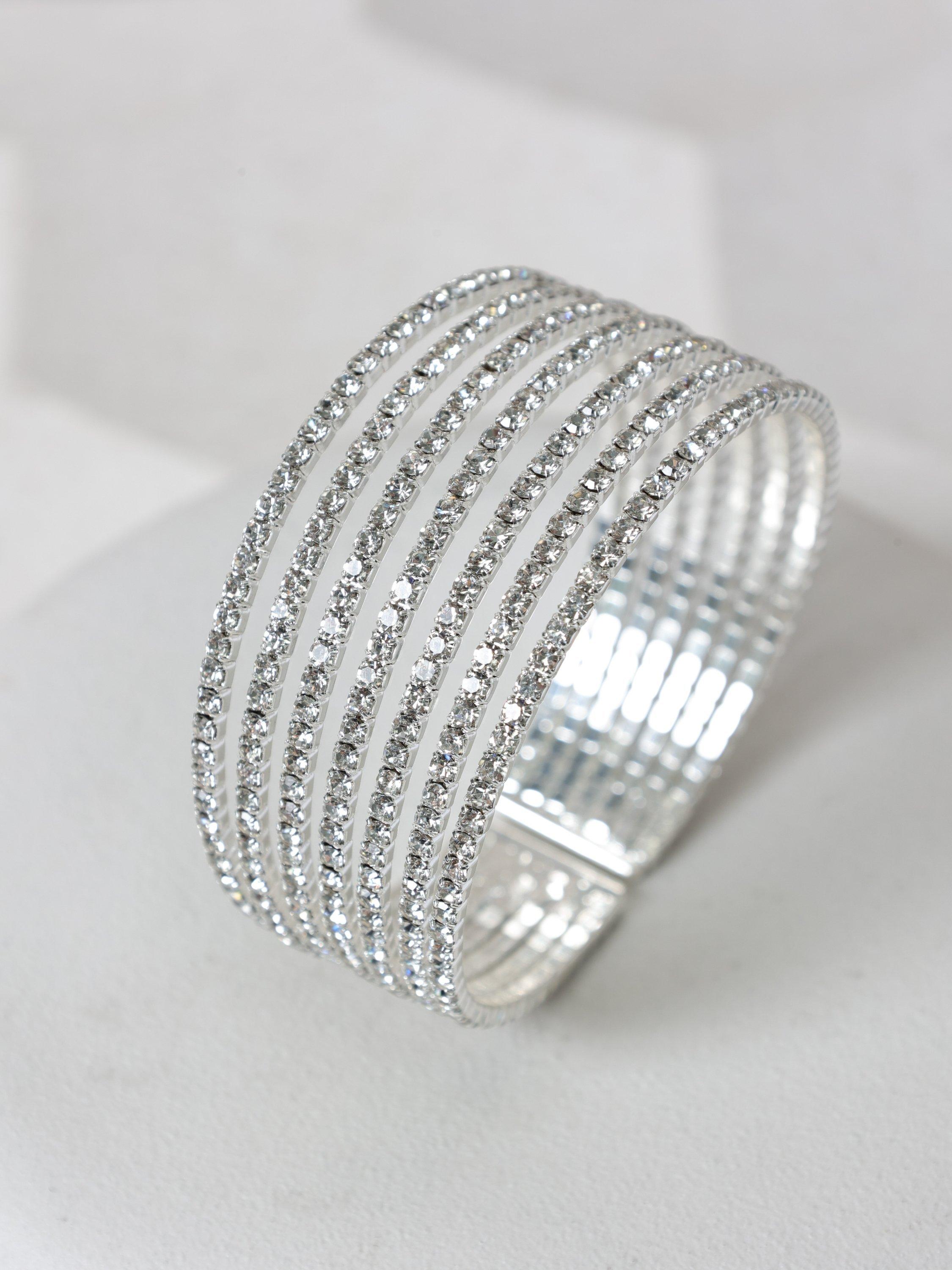 Product image 3 of 4, which shows Jon Richard Crystal Statement Cuff Bracelet, Silver