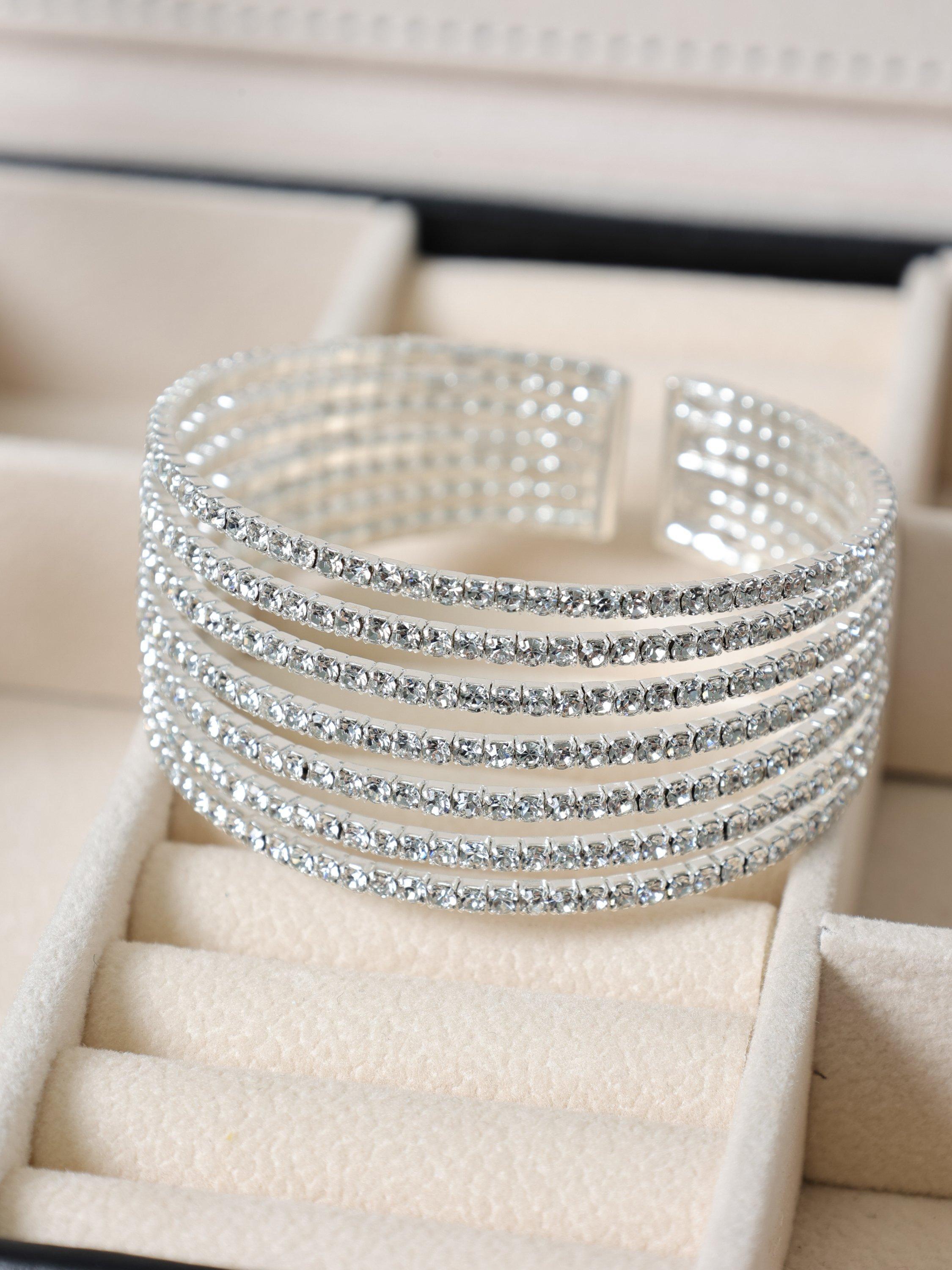 Product image 4 of 4, which shows Jon Richard Crystal Statement Cuff Bracelet, Silver