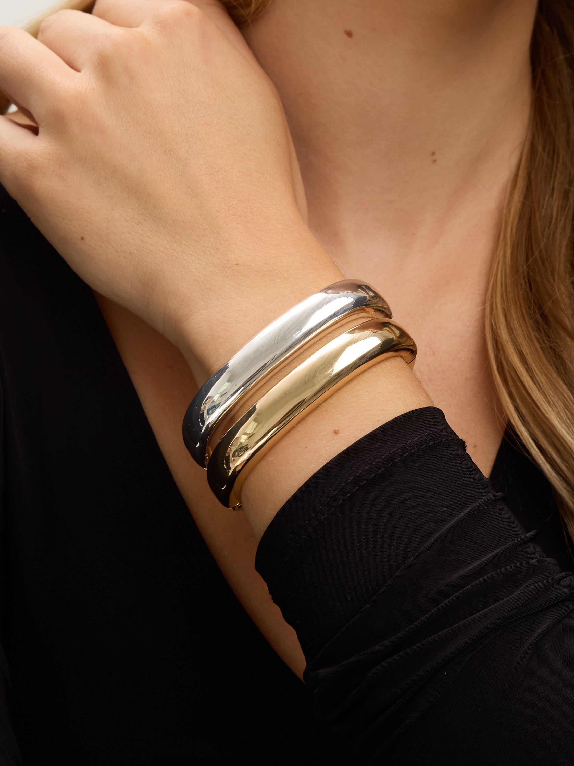 Product image 2 of 3, which shows Jon Richard Polished Rectangular Bangle, Silver